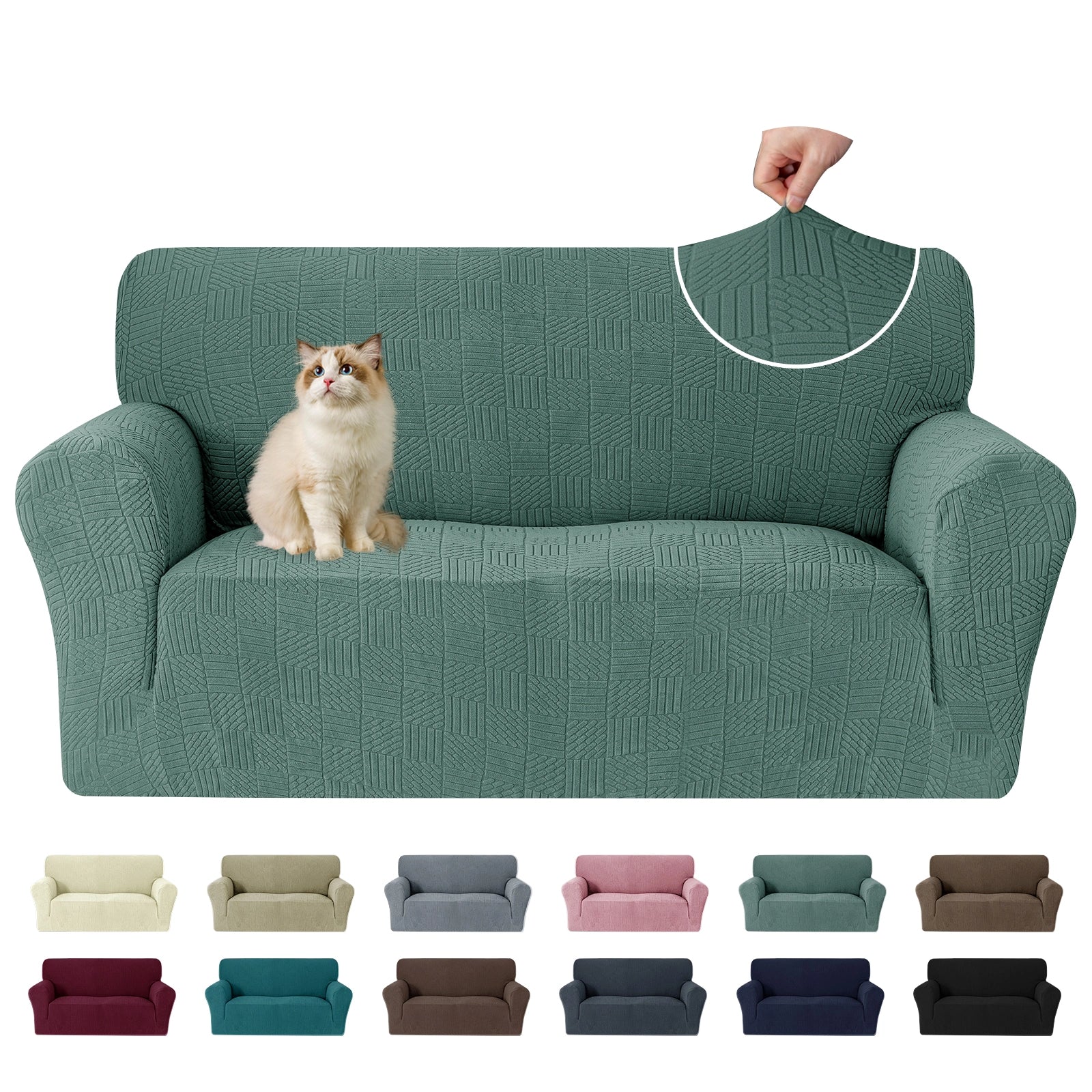 YSTYLE Cubierta de Sofá para 2 Personas – Ajuste Elástico, Antideslizante, Amigable con Mascotas, Diseño Moderno, Lavable - Cinco Líneas 