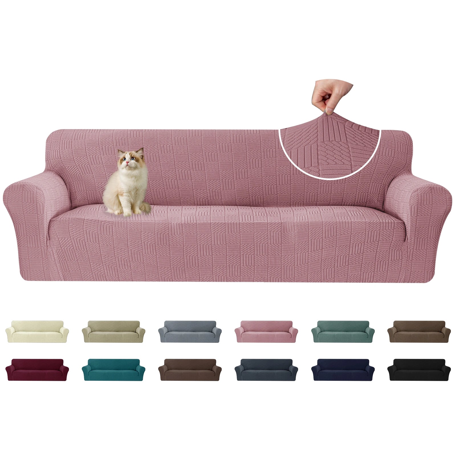 YSTYLE Cubierta de Sofá para 4 Personas – Ajuste Elástico, Antideslizante, Amigable con Mascotas, Diseño Moderno, Lavable - Cinco Líneas 