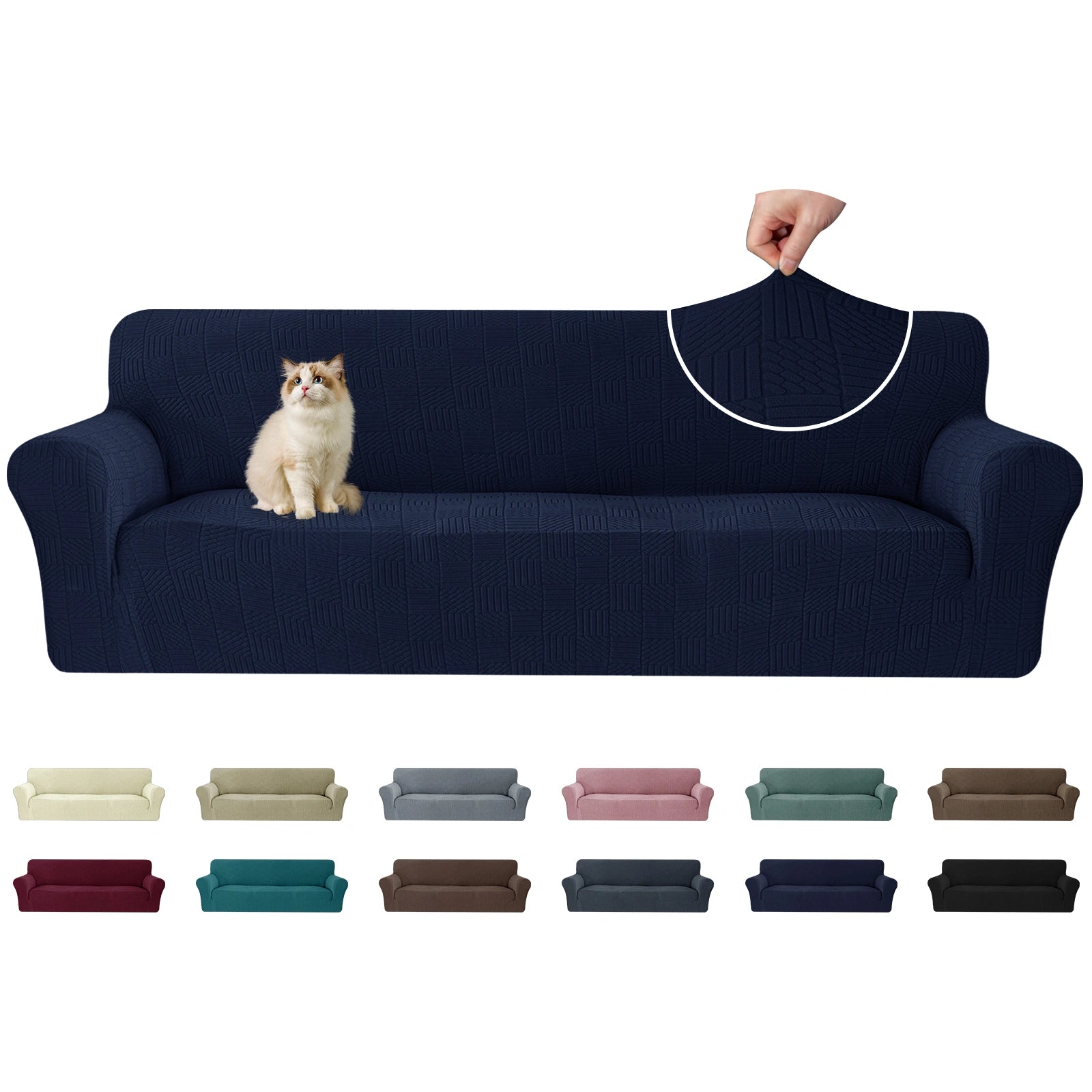 YSTYLE Cubierta de Sofá para 3 Personas – Ajuste Elástico, Antideslizante, Amigable con Mascotas, Diseño Moderno, Lavable - Cinco Líneas 