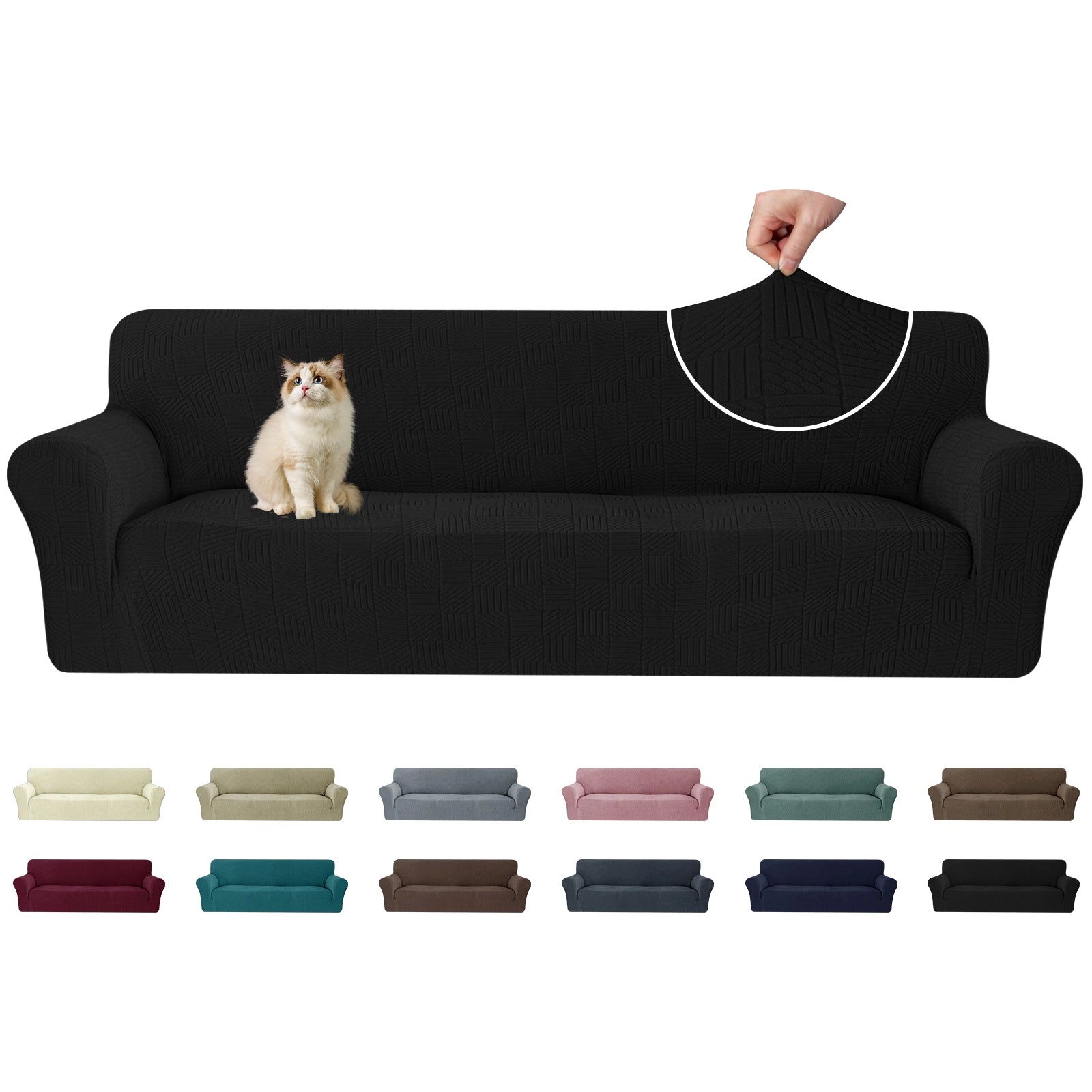 YSTYLE Cubierta de Sofá para 4 Personas – Ajuste Elástico, Antideslizante, Amigable con Mascotas, Diseño Moderno, Lavable - Cinco Líneas 