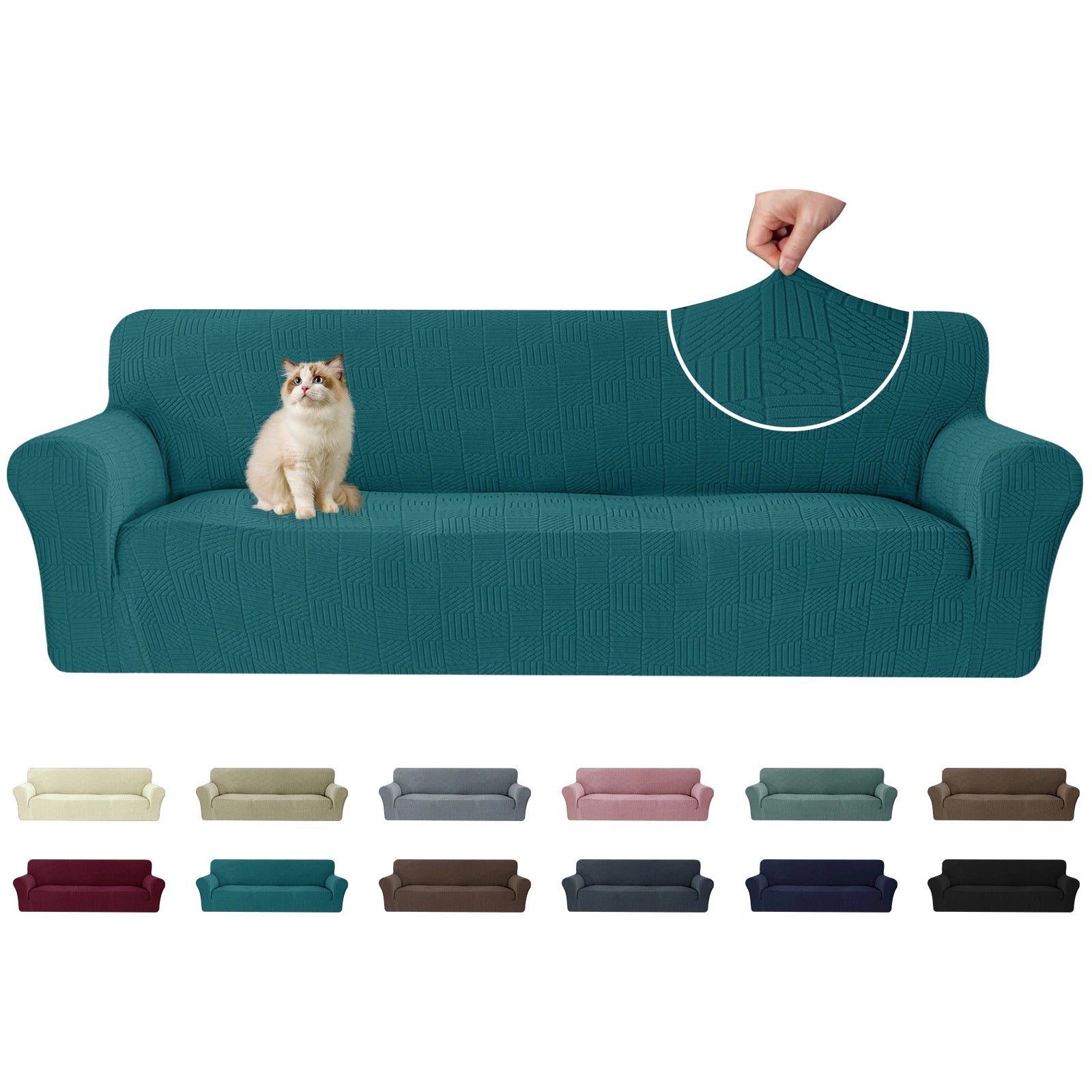 YSTYLE Cubierta de Sofá para 4 Personas – Ajuste Elástico, Antideslizante, Amigable con Mascotas, Diseño Moderno, Lavable - Cinco Líneas 