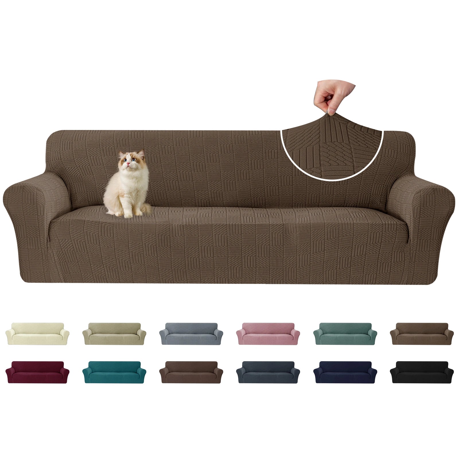 YSTYLE Cubierta de Sofá para 4 Personas – Ajuste Elástico, Antideslizante, Amigable con Mascotas, Diseño Moderno, Lavable - Cinco Líneas 