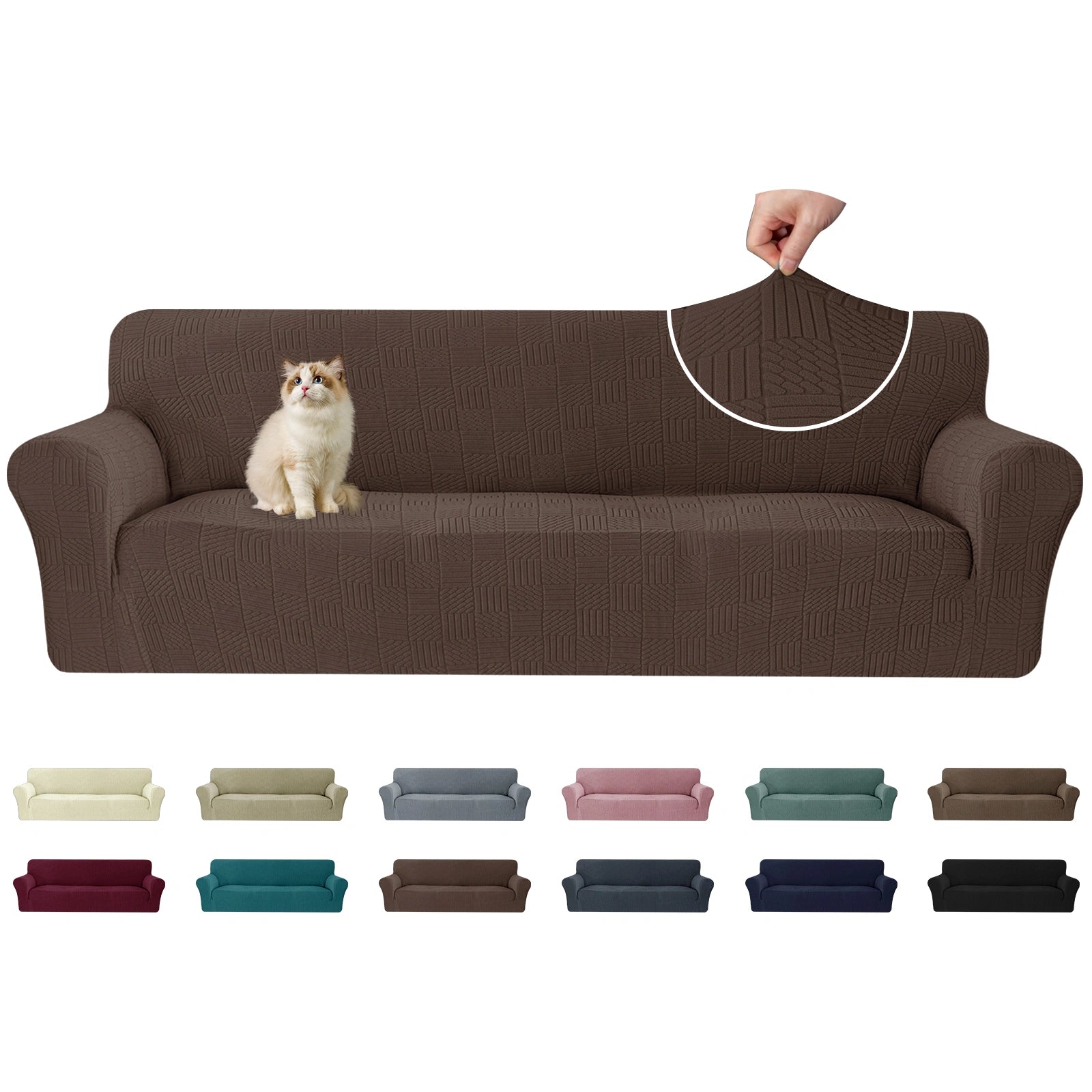 YSTYLE Cubierta de Sofá para 3 Personas – Ajuste Elástico, Antideslizante, Amigable con Mascotas, Diseño Moderno, Lavable - Cinco Líneas 