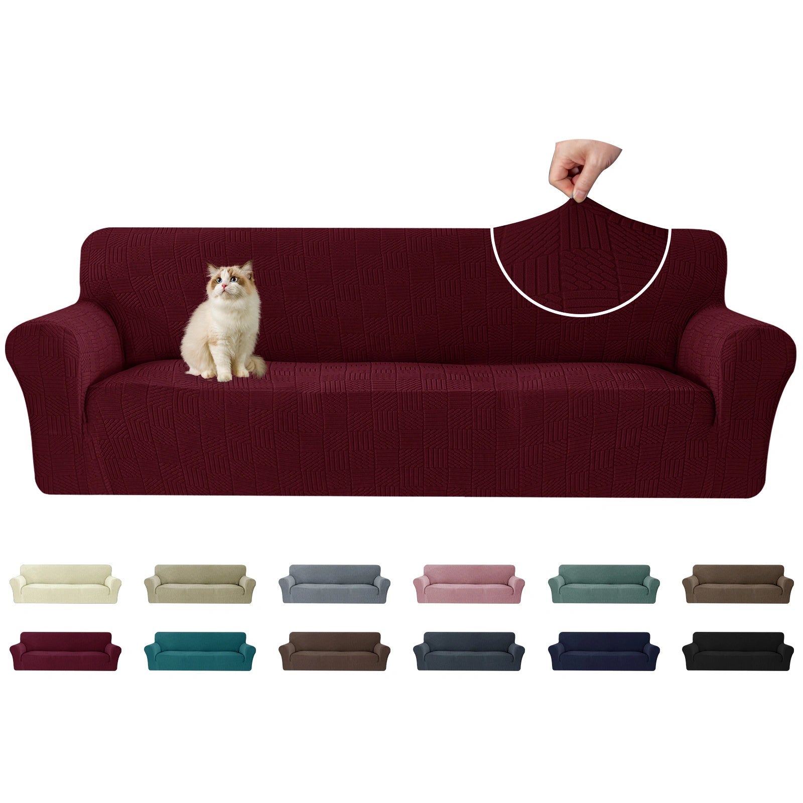 YSTYLE Cubierta de Sofá para 3 Personas – Ajuste Elástico, Antideslizante, Amigable con Mascotas, Diseño Moderno, Lavable - Cinco Líneas 