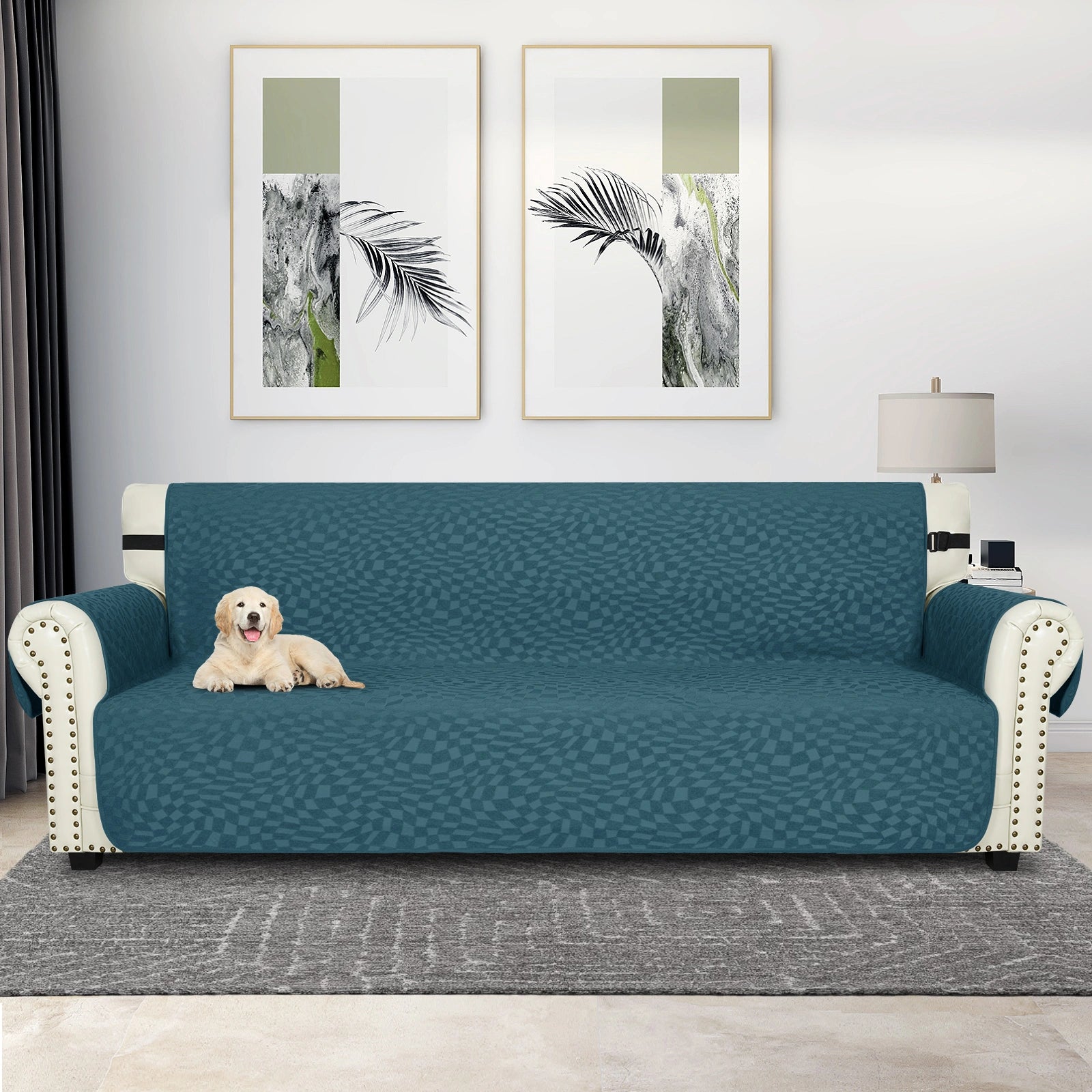 YSTYLE 4 Asientos Sofá Cubierta Impermeable – Resistente a los Arañazos de Gatos, Antideslizante con brazos, Protector de Muebles Modernos - Plaid Jacquard