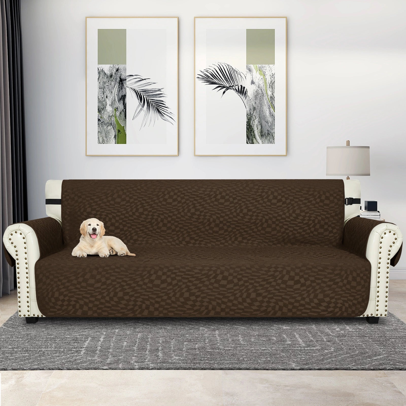 YSTYLE 4 Asientos Sofá Cubierta Impermeable – Resistente a los Arañazos de Gatos, Antideslizante con brazos, Protector de Muebles Modernos - Plaid Jacquard