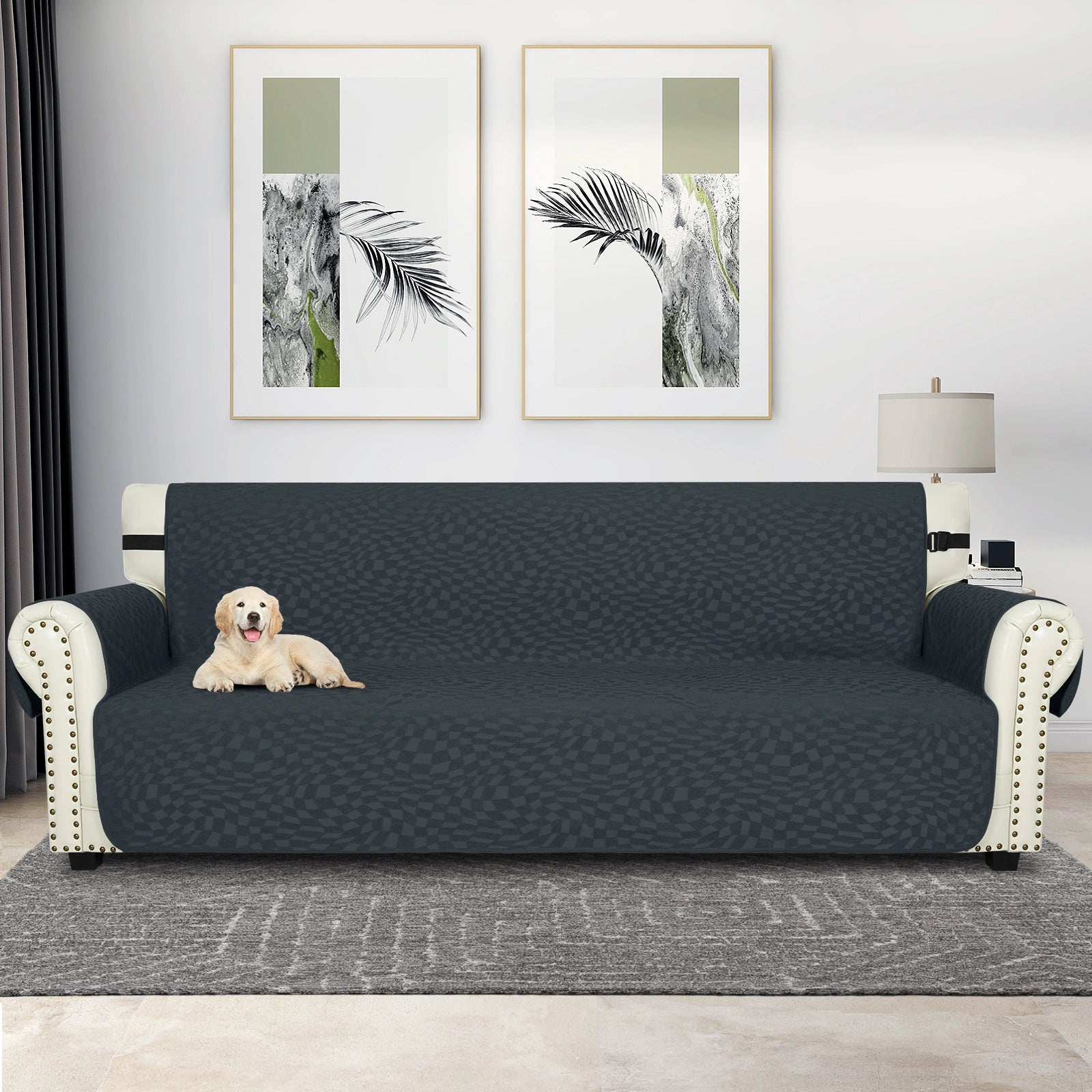 YSTYLE 4 Asientos Sofá Cubierta Impermeable – Resistente a los Arañazos de Gatos, Antideslizante con brazos, Protector de Muebles Modernos - Plaid Jacquard