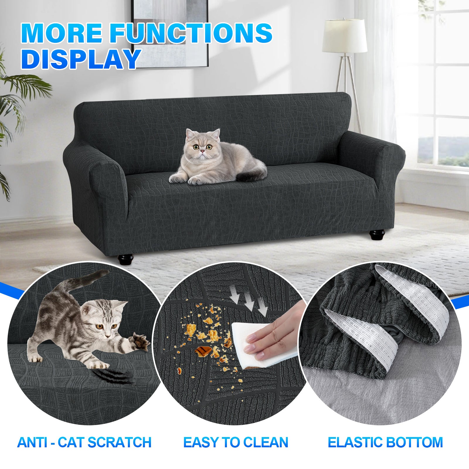 Ystyle Waterproof 1-Seater Sofa Cover with Armrests, Universal Elastic Sofa Protector, Washable Cat Scratch-Resistant Sofa Cover, Stain & Slip-Resistant Sofa Slipcover