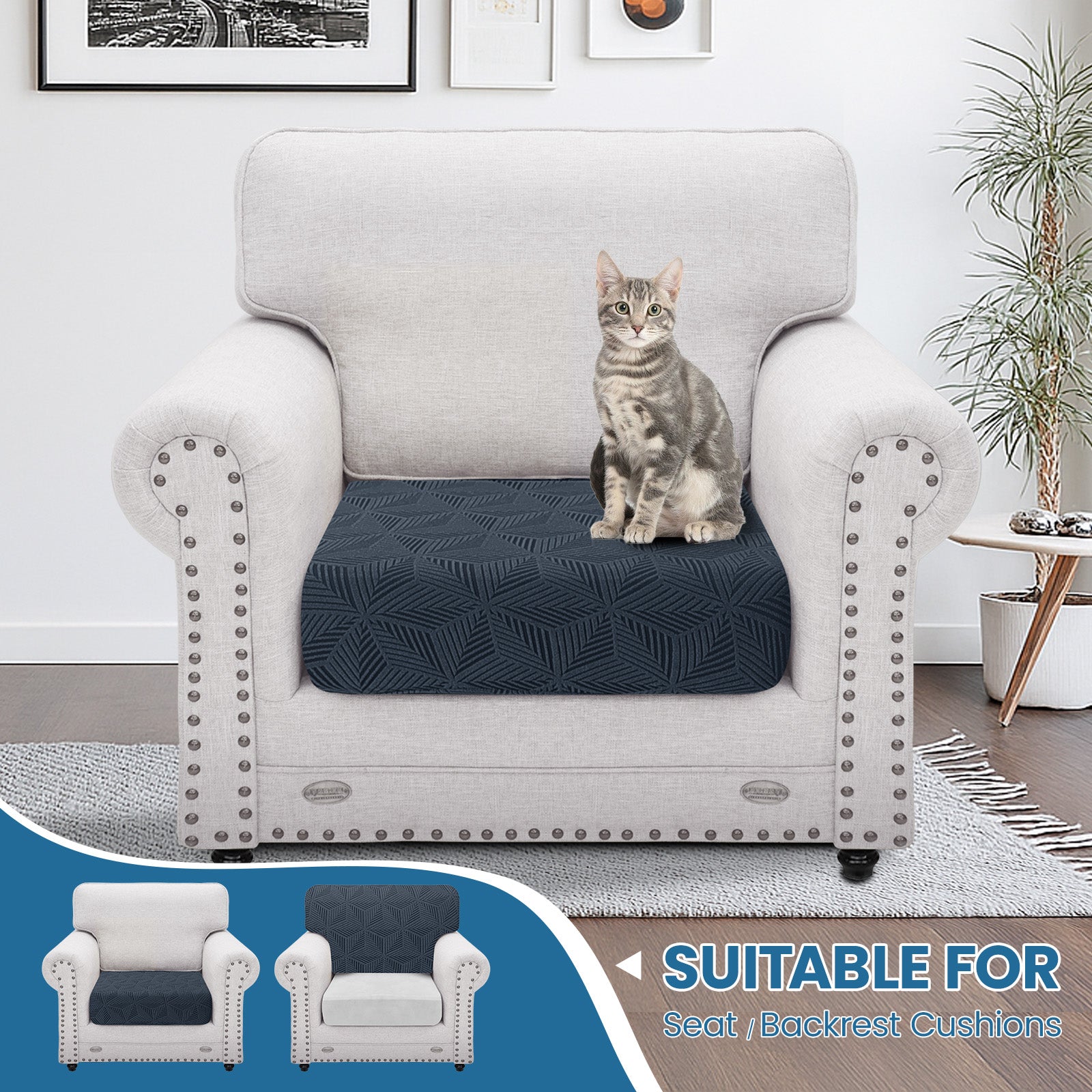 Ystyle 1 Piece Elastic Sofa Cushion Covers, Separate Sofa Seat Cushion Slipcovers, Universal Stretch Sofa Seat Protectors