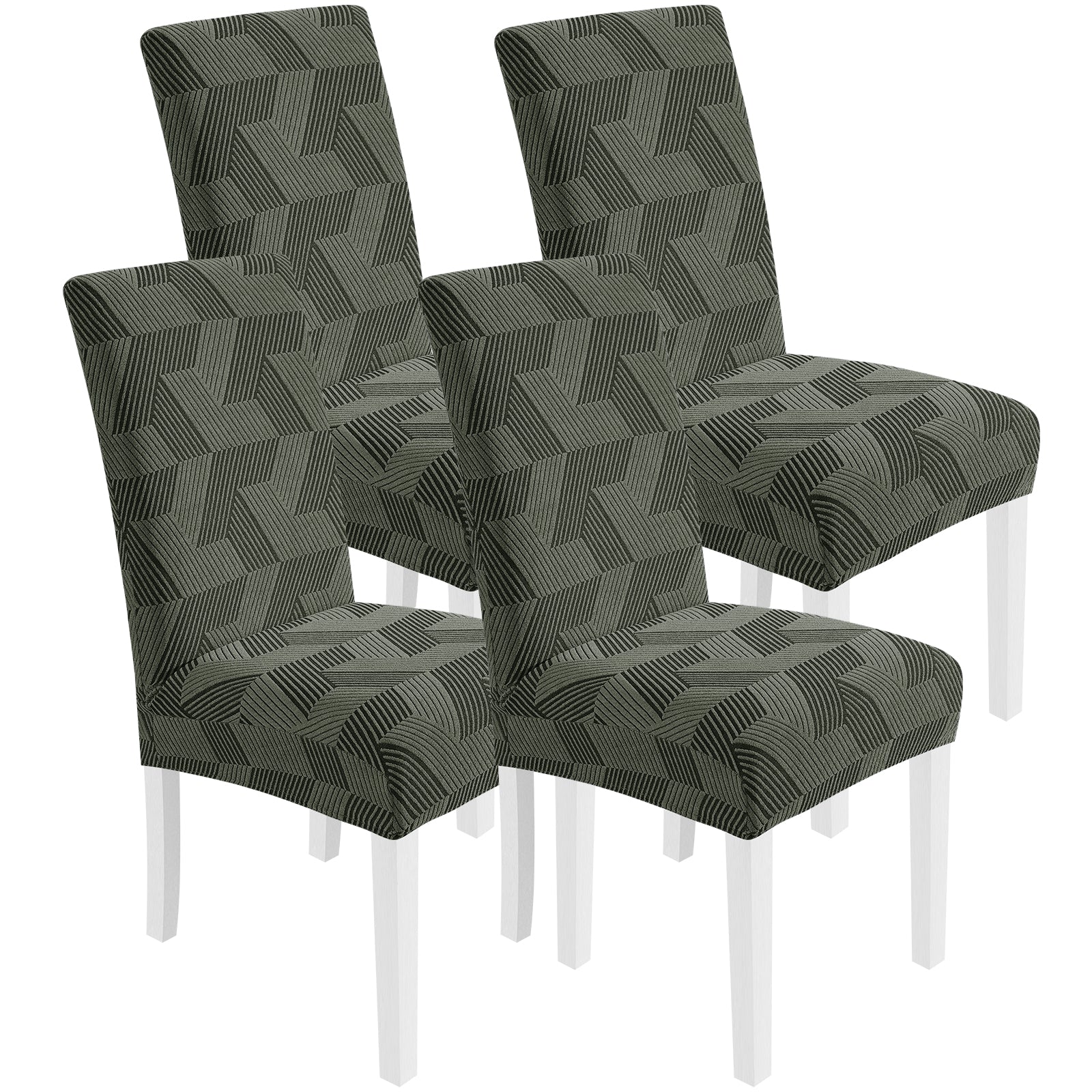 Ystyle 4-Piece Chair Covers with Backrest, Universal Kitchen Chair Covers, Removable Elastic Dining Chair Slipcovers, Stain-Resistant Chair Protectors, Washable, for Kitchen and Living Room
