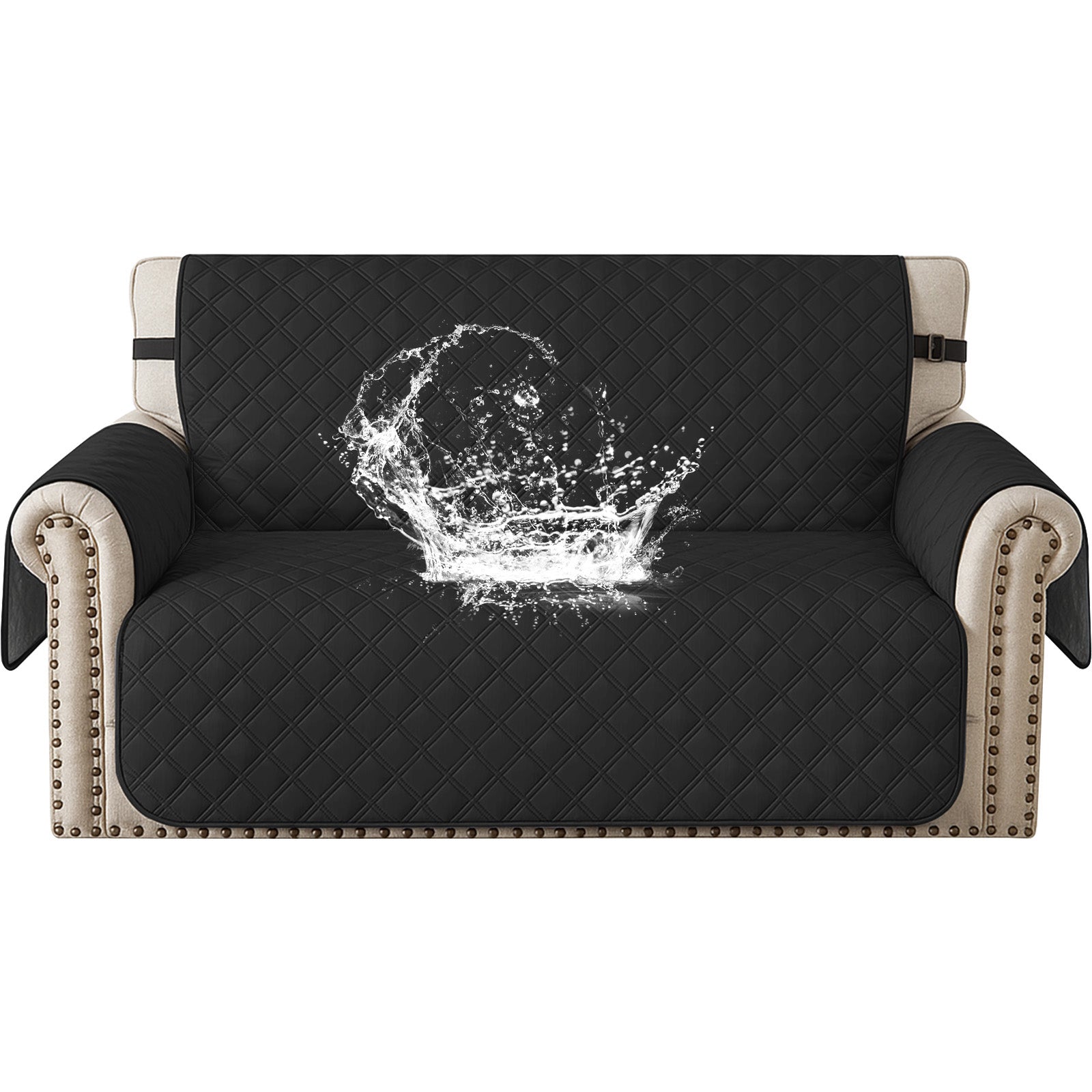 Ystyle 100% Waterproof 2 Seater Sofa Cover with Side Pockets