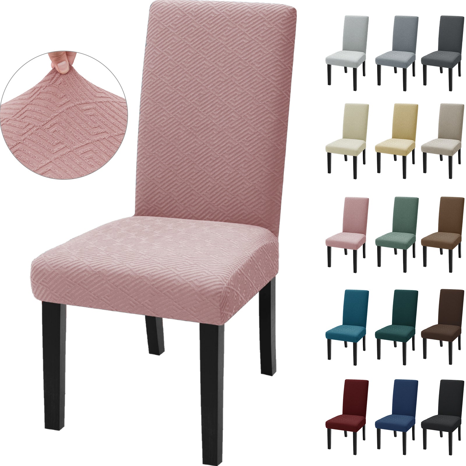 Cubiertas de Silla Estirables YSTYLE - 4 Piezas, Ajuste Universal, Anti-Rayado, Lavables, Estilo Moderno - Espalda Jacquard