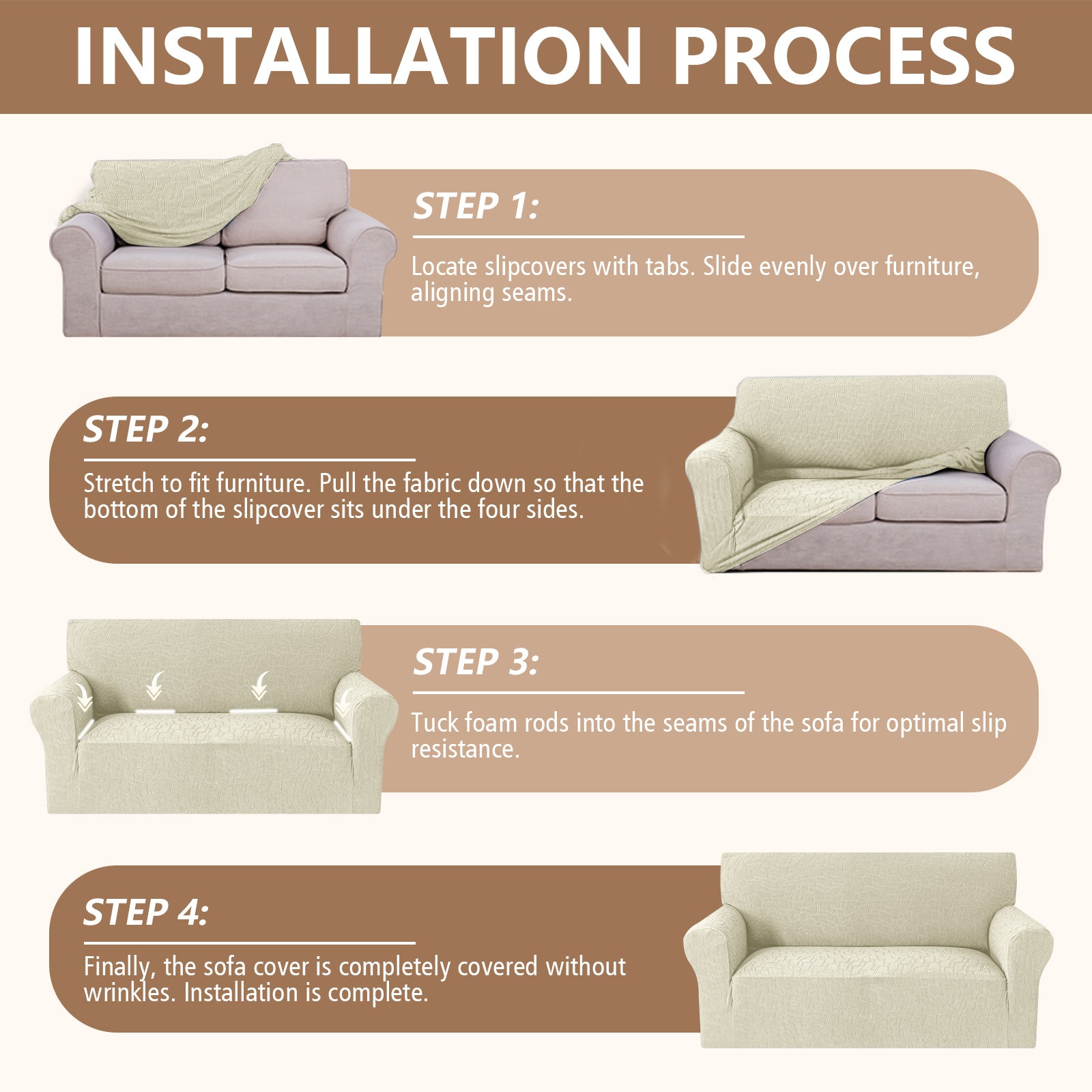 Ystyle 4 Seater Sofa Cover with Armrests, Universal Elastic Sofa Cover, Anti-Scratch for Cat Dogs, Stretch Sofa Cover, Anti-Stain, Non-Slip Sofa Cover