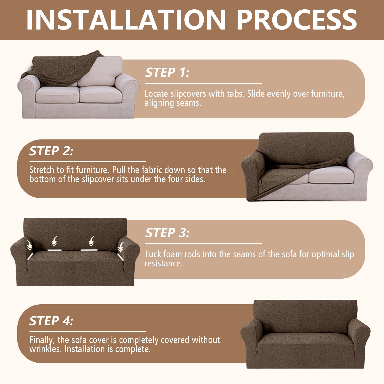 Ystyle 4 Seater Sofa Cover with Armrests, Universal Elastic Sofa Cover, Anti-Scratch for Cat Dogs, Stretch Sofa Cover, Anti-Stain, Non-Slip Sofa Cover