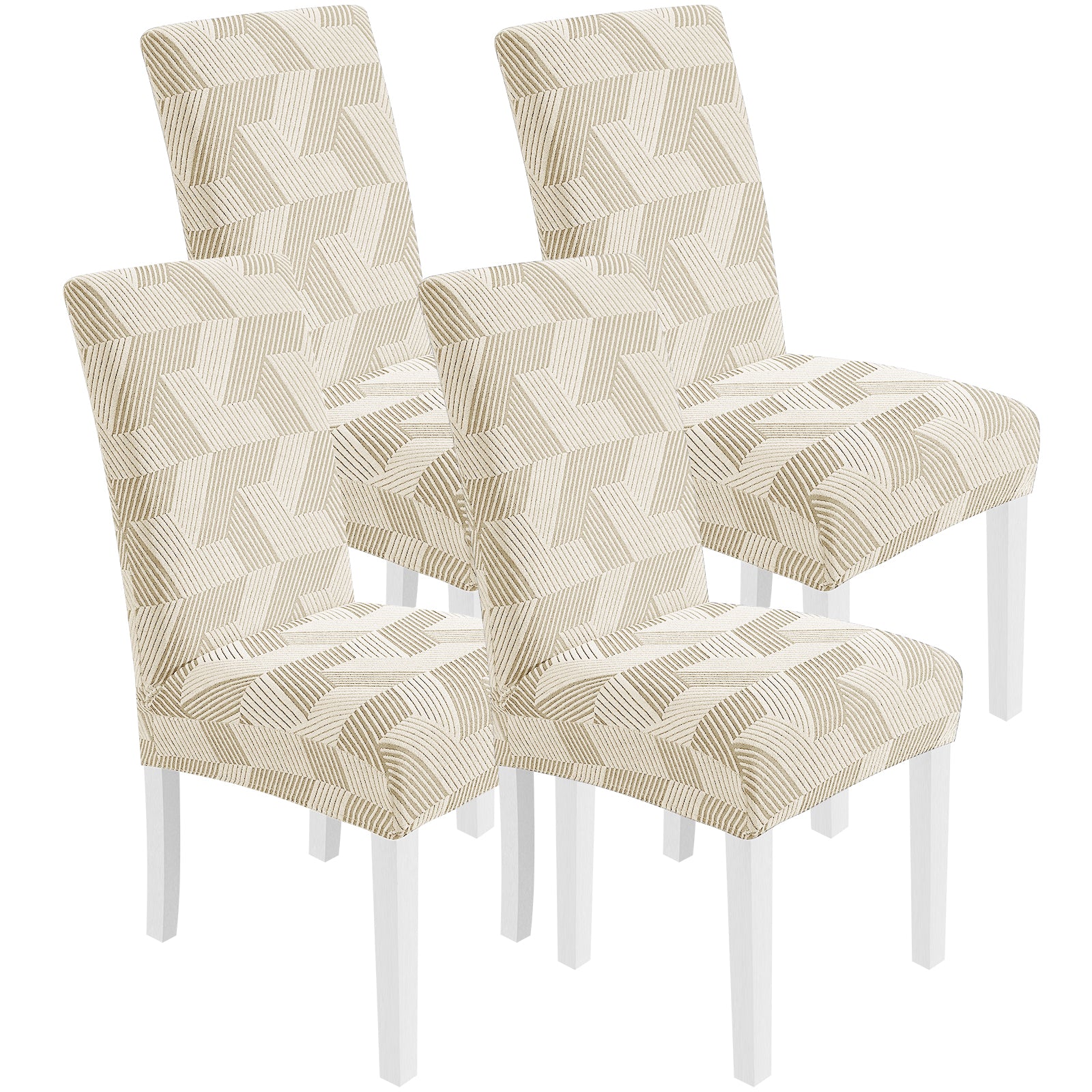Ystyle 4-Piece Chair Covers with Backrest, Universal Kitchen Chair Covers, Removable Elastic Dining Chair Slipcovers, Stain-Resistant Chair Protectors, Washable, for Kitchen and Living Room