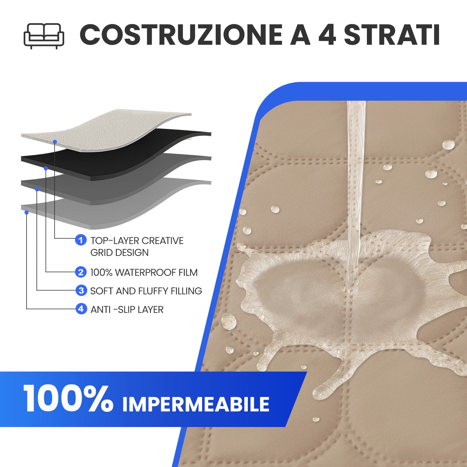 Copripoltrona impermeabile YSTYLE a 2 posti con tasche antiscivolo