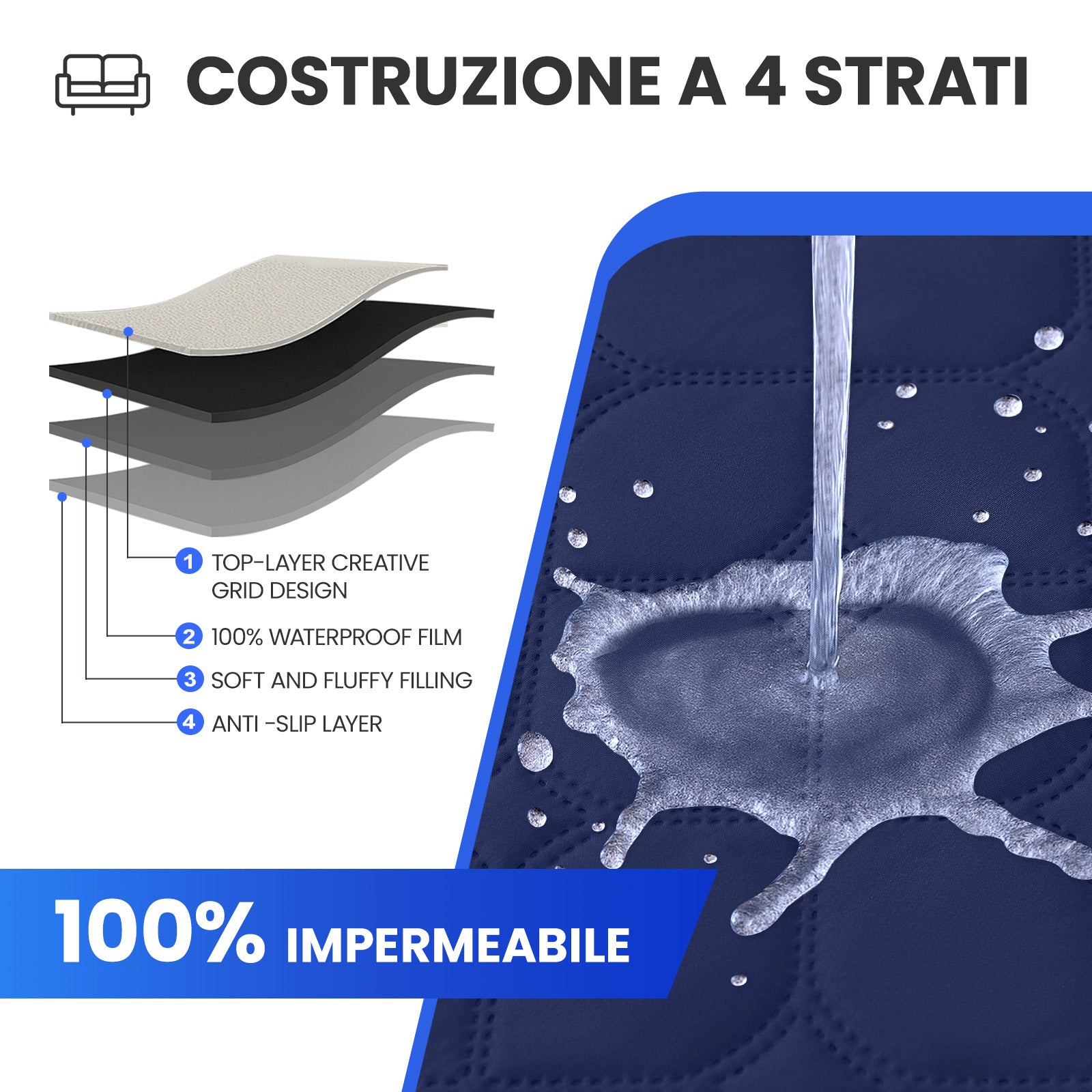 Copripoltrona impermeabile YSTYLE a 2 posti con tasche antiscivolo