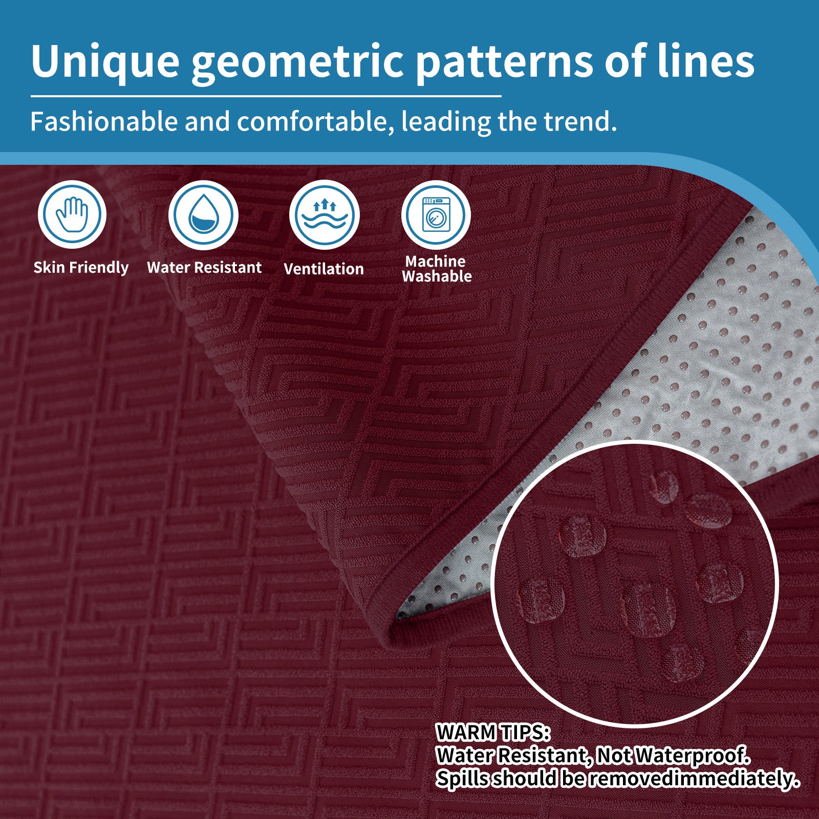 3 Seater Sofa Cover with Armrests in Non-Slip Scratch-Resistant Geometric Fabric