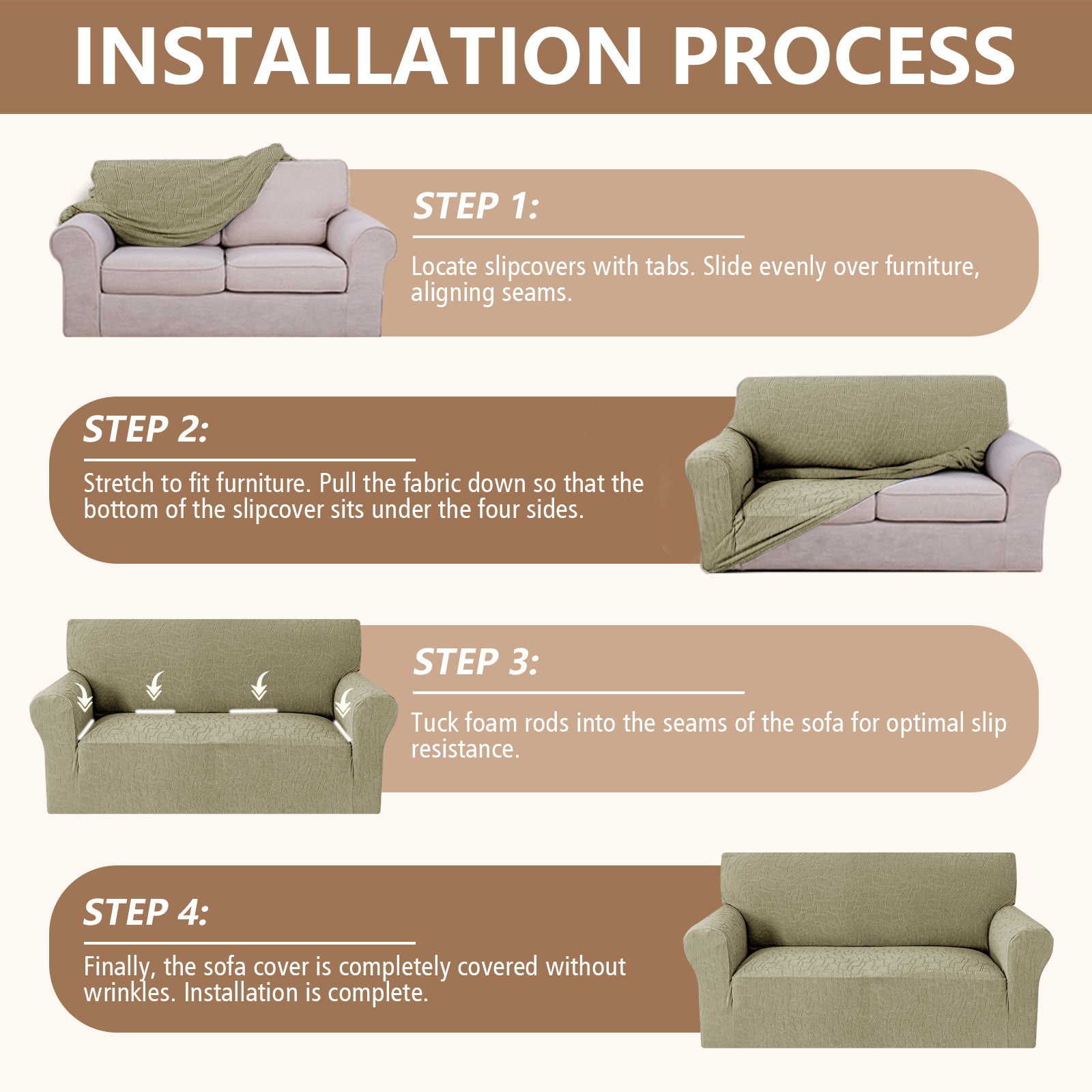 Ystyle 4 Seater Sofa Cover with Armrests, Universal Elastic Sofa Cover, Anti-Scratch for Cat Dogs, Stretch Sofa Cover, Anti-Stain, Non-Slip Sofa Cover