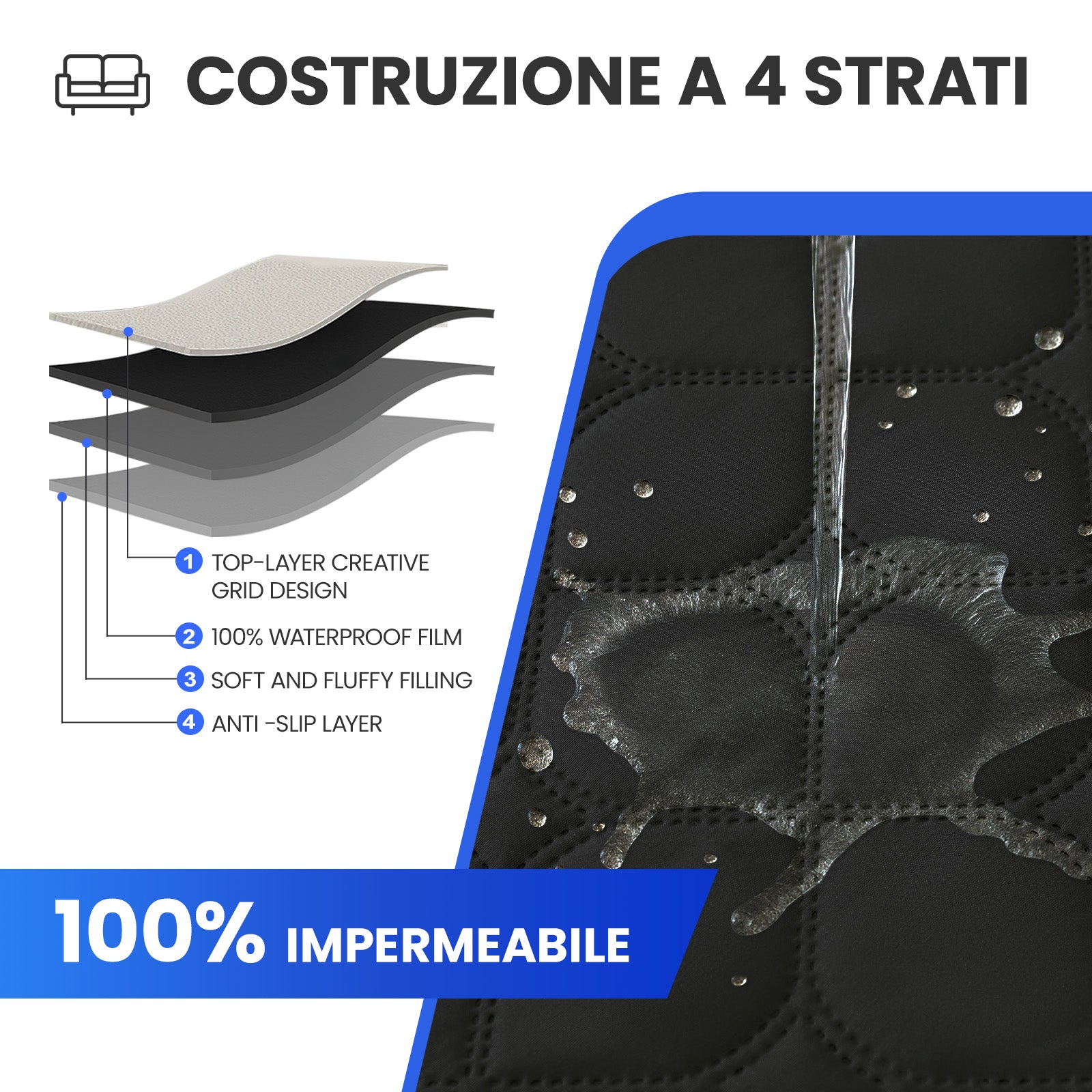 Copripoltrona reclinabile impermeabile YSTYLE con braccioli, 1 posto