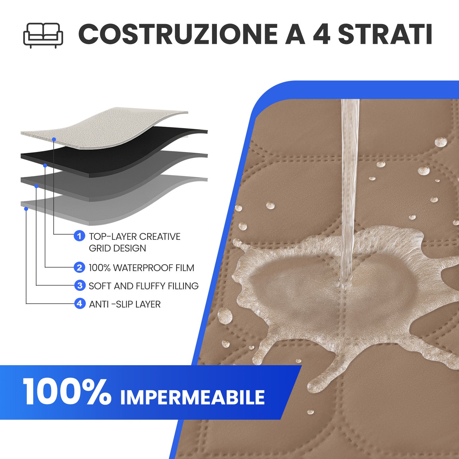 Copripoltrona reclinabile impermeabile YSTYLE con braccioli, 1 posto