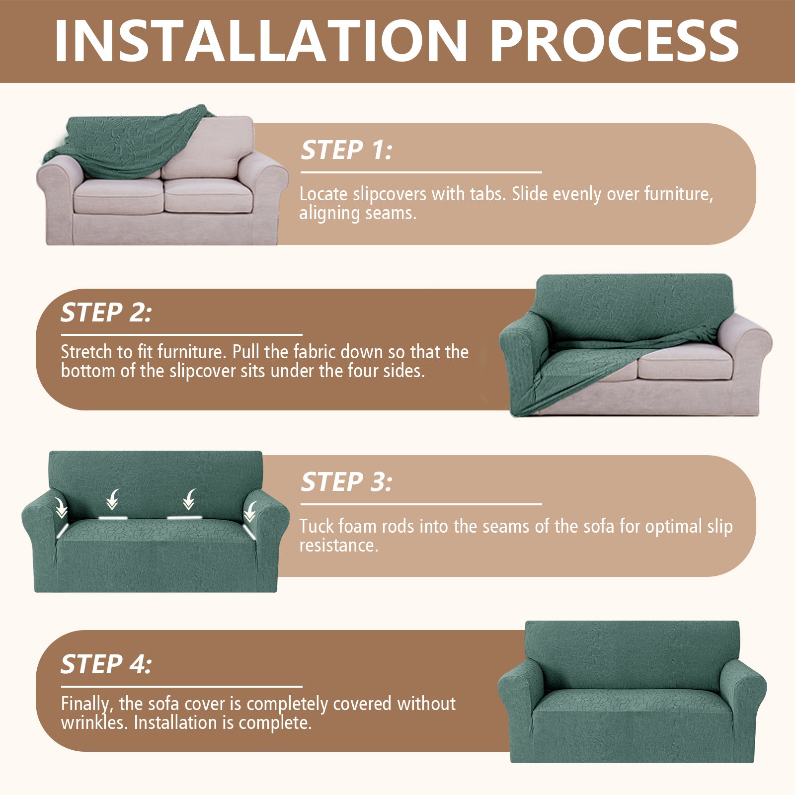 Ystyle 4 Seater Sofa Cover with Armrests, Universal Elastic Sofa Cover, Anti-Scratch for Cat Dogs, Stretch Sofa Cover, Anti-Stain, Non-Slip Sofa Cover