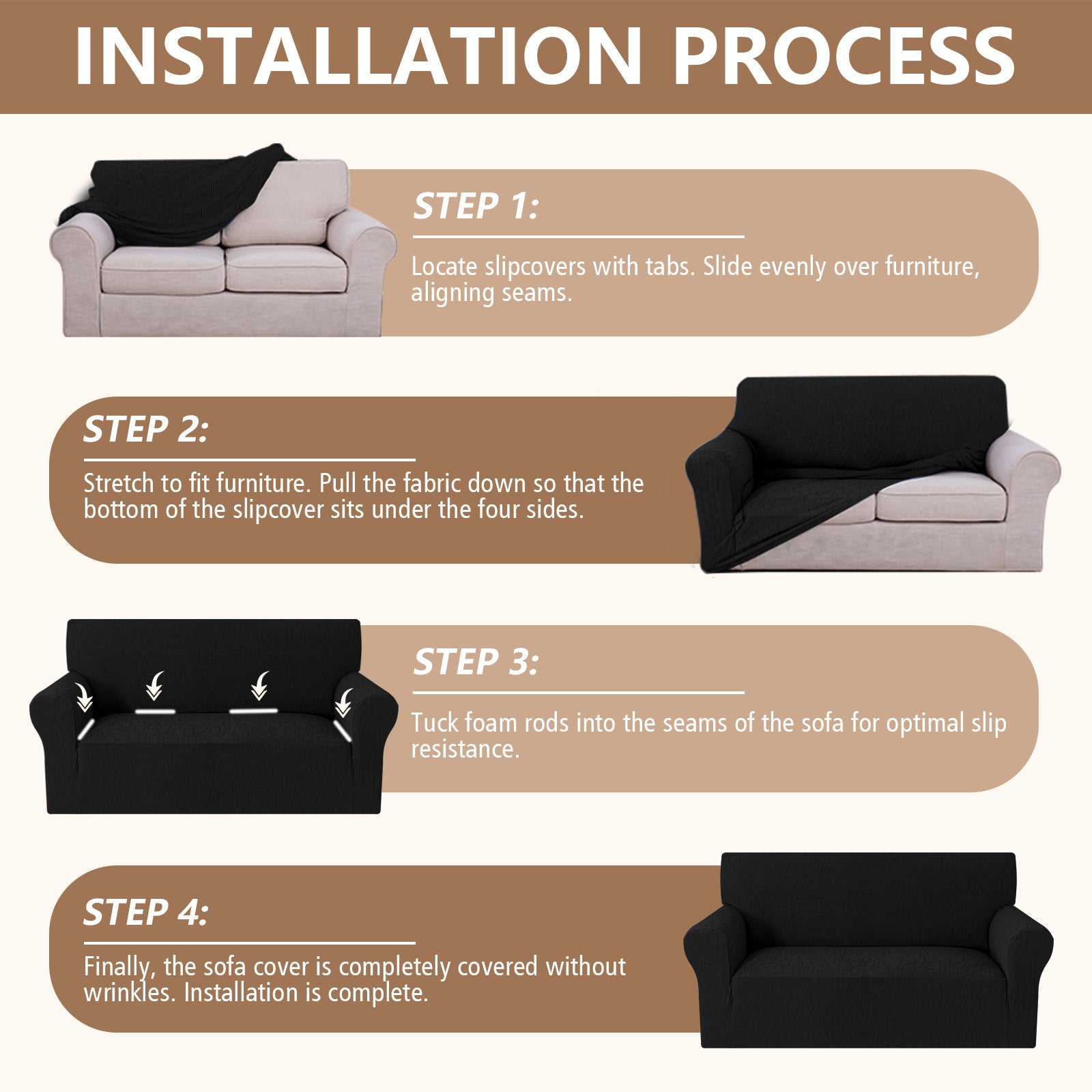 Ystyle 4 Seater Sofa Cover with Armrests, Universal Elastic Sofa Cover, Anti-Scratch for Cat Dogs, Stretch Sofa Cover, Anti-Stain, Non-Slip Sofa Cover