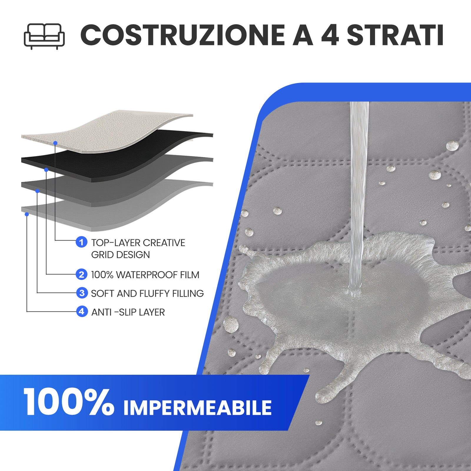 Copripoltrona reclinabile impermeabile YSTYLE con braccioli, 1 posto