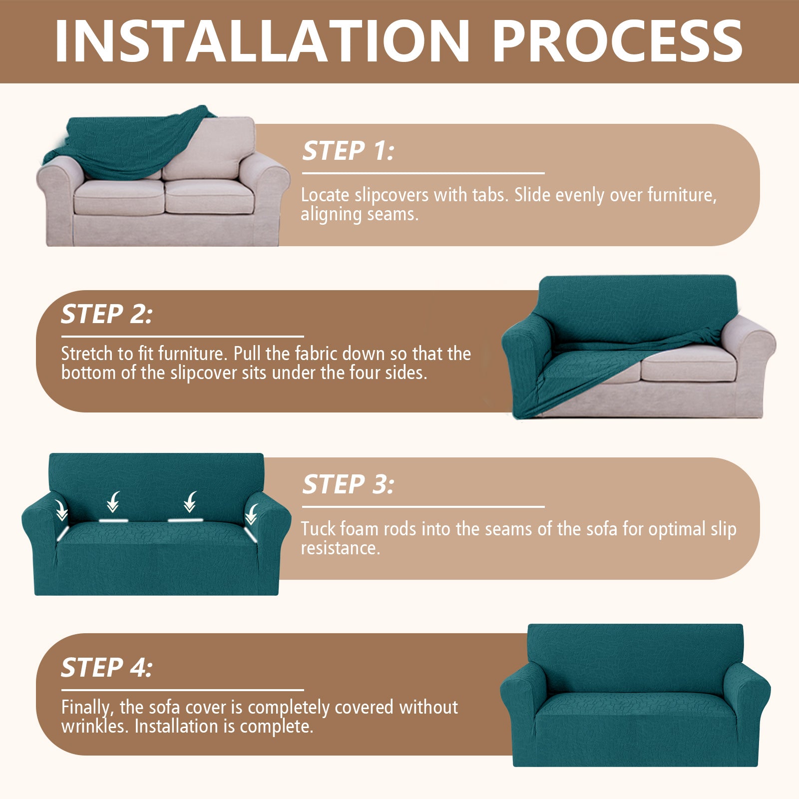 Ystyle 4 Seater Sofa Cover with Armrests, Universal Elastic Sofa Cover, Anti-Scratch for Cat Dogs, Stretch Sofa Cover, Anti-Stain, Non-Slip Sofa Cover