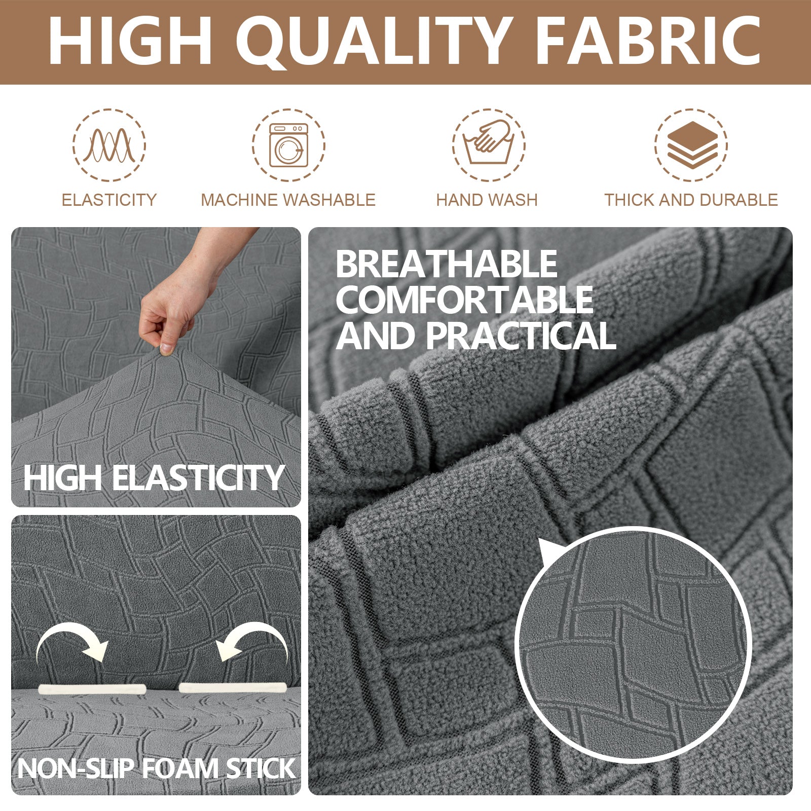 Ystyle 4 Seater Sofa Cover with Armrests, Universal Elastic Sofa Cover, Anti-Scratch for Cat Dogs, Stretch Sofa Cover, Anti-Stain, Non-Slip Sofa Cover