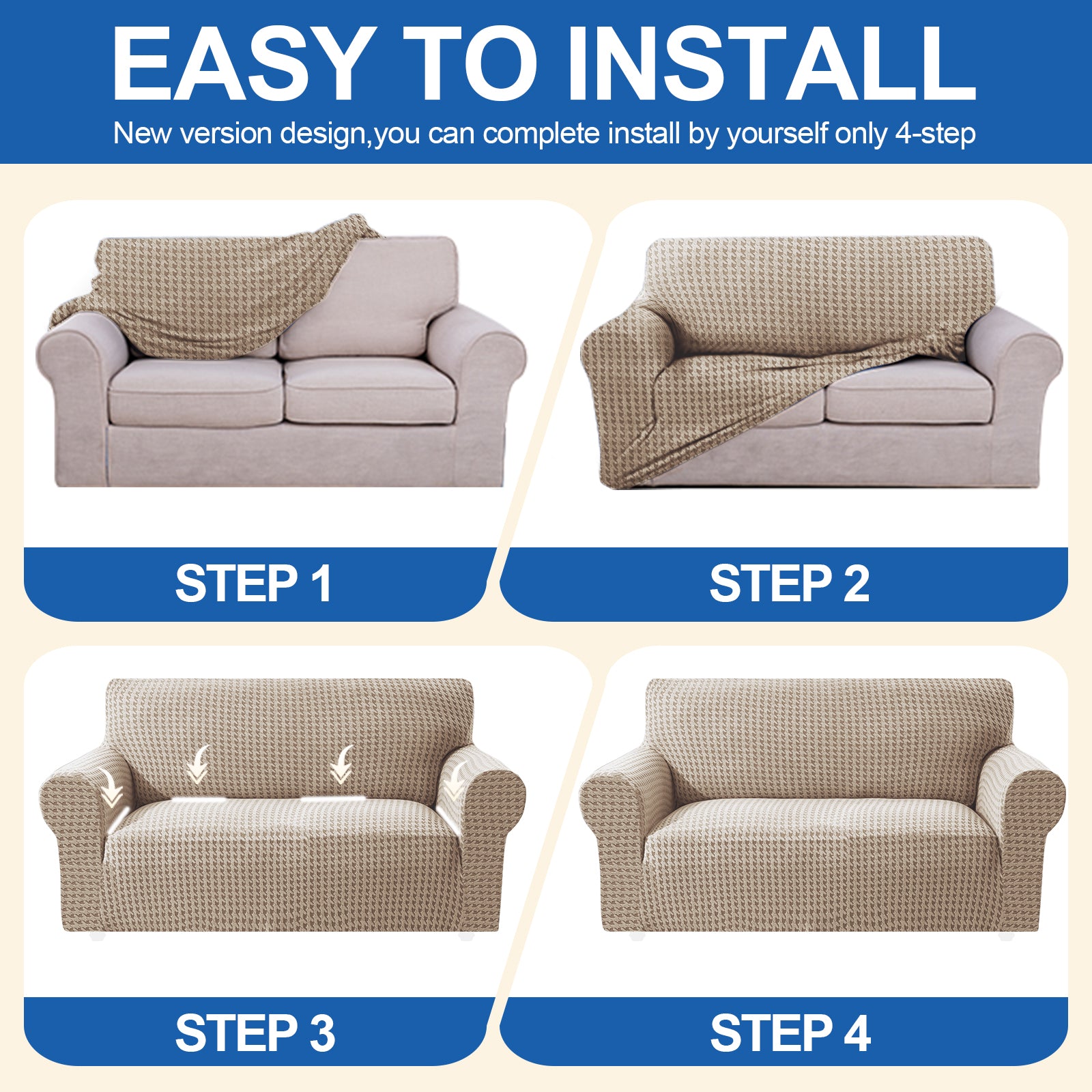 Ystyle 2-Seat Sofa Cover with Armrests, Elastic Universal Seat Cover, Anti-Scratch Universal Sofa Cover, Anti-Slip Washable Sofa Protector, Stain-Resistant