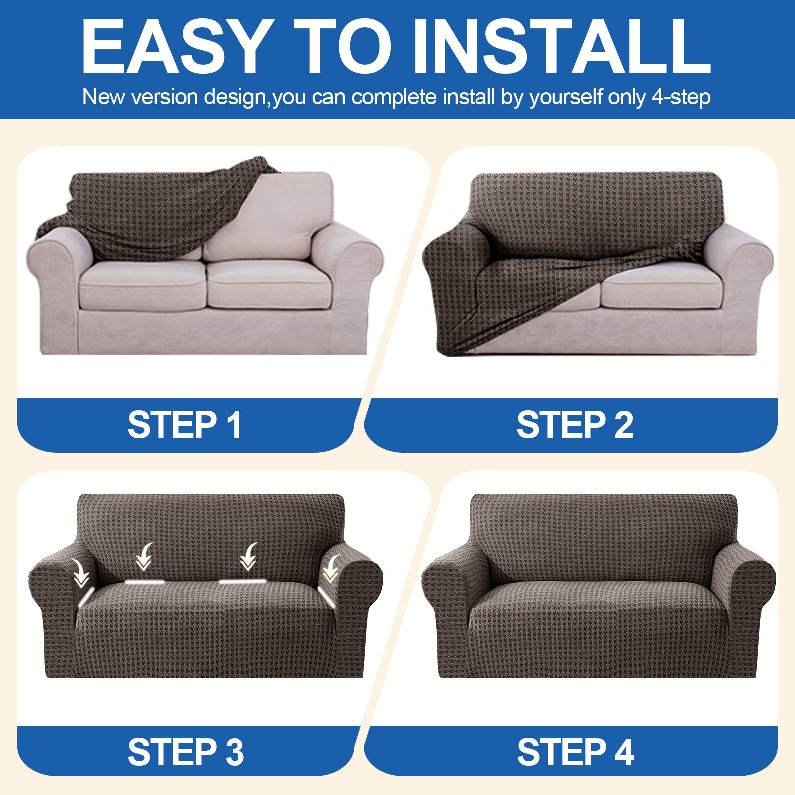 Ystyle 2-Seat Sofa Cover with Armrests, Elastic Universal Seat Cover, Anti-Scratch Universal Sofa Cover, Anti-Slip Washable Sofa Protector, Stain-Resistant