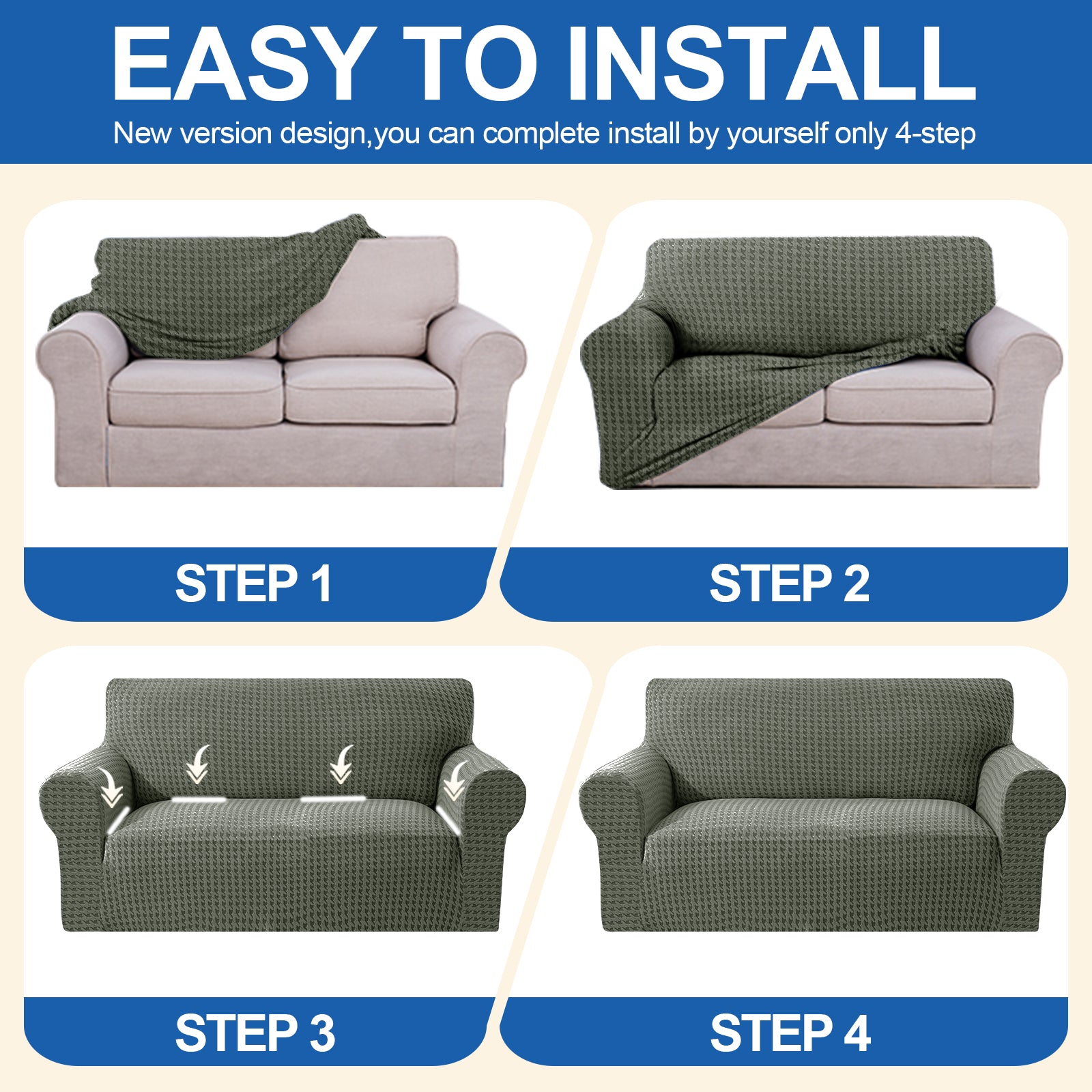 Ystyle 2-Seat Sofa Cover with Armrests, Elastic Universal Seat Cover, Anti-Scratch Universal Sofa Cover, Anti-Slip Washable Sofa Protector, Stain-Resistant