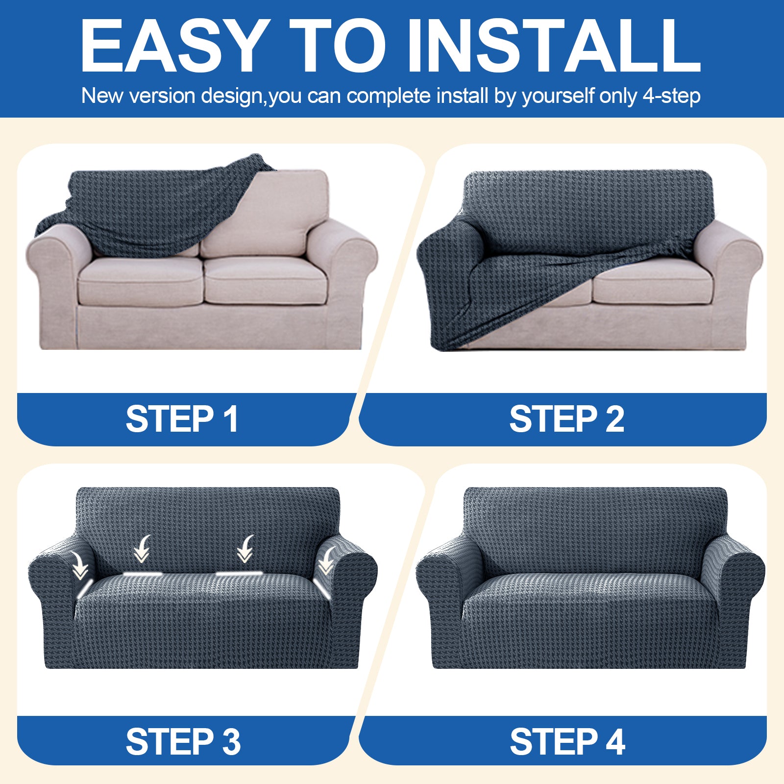 Ystyle 2-Seat Sofa Cover with Armrests, Elastic Universal Seat Cover, Anti-Scratch Universal Sofa Cover, Anti-Slip Washable Sofa Protector, Stain-Resistant