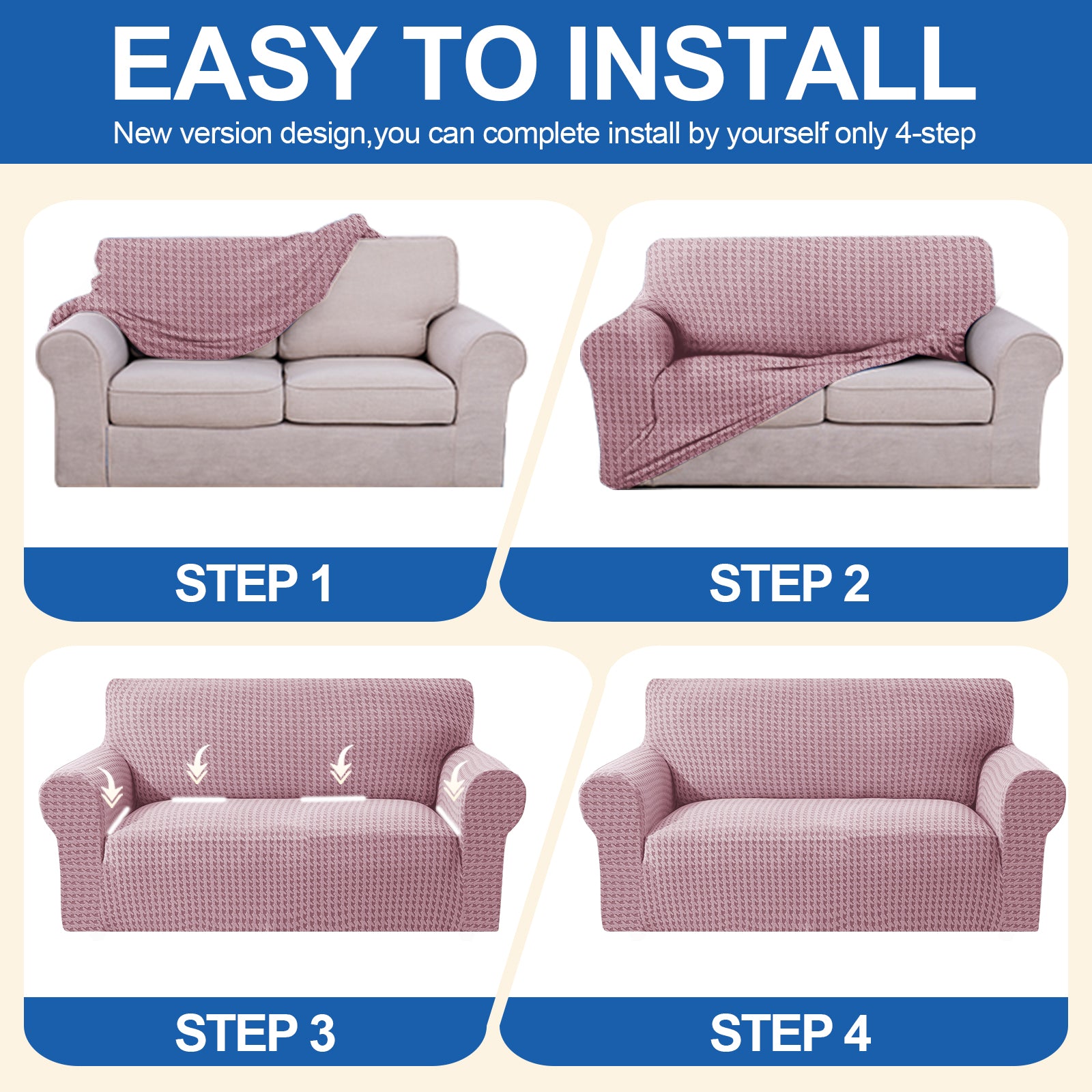 Ystyle 2-Seat Sofa Cover with Armrests, Elastic Universal Seat Cover, Anti-Scratch Universal Sofa Cover, Anti-Slip Washable Sofa Protector, Stain-Resistant