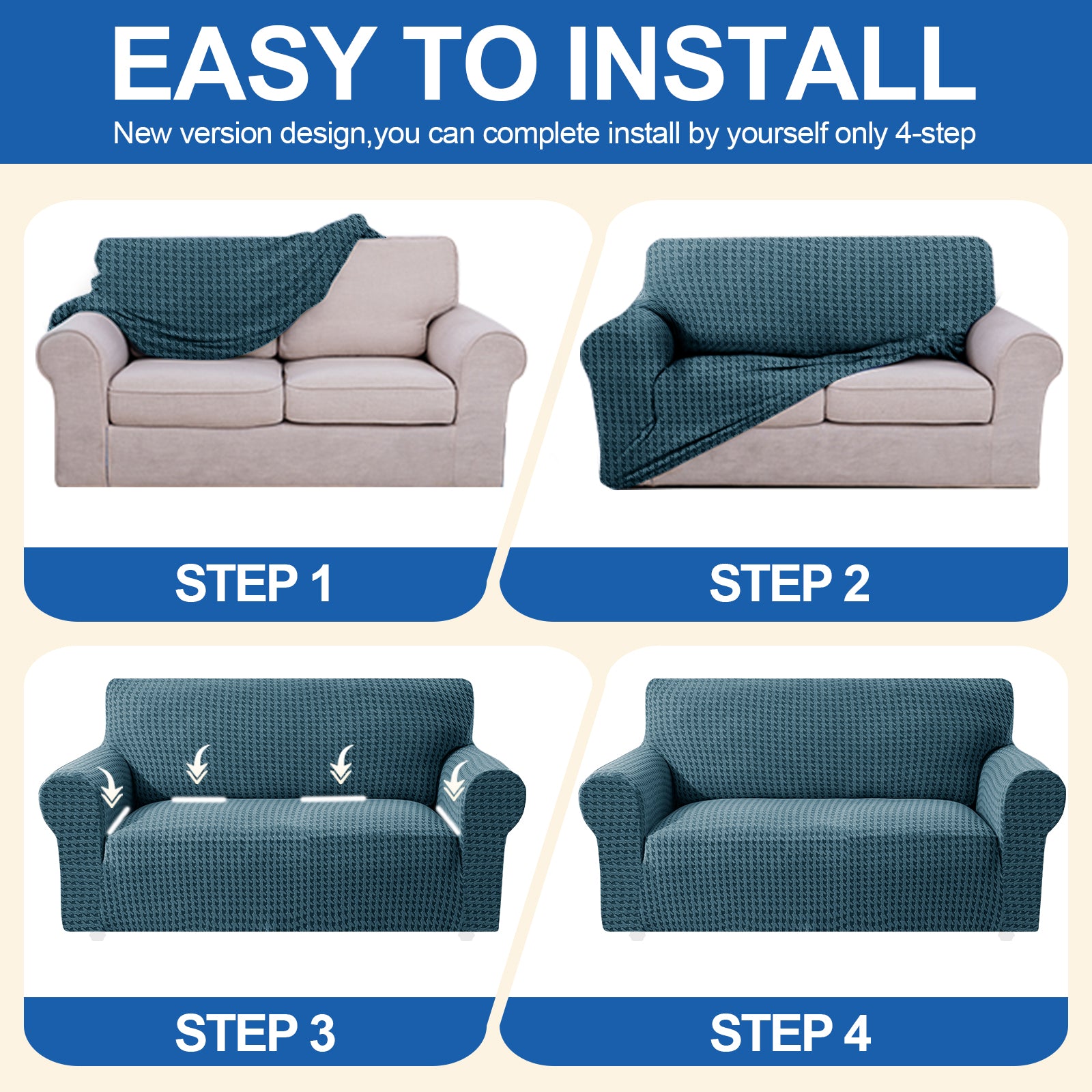 Ystyle 2-Seat Sofa Cover with Armrests, Elastic Universal Seat Cover, Anti-Scratch Universal Sofa Cover, Anti-Slip Washable Sofa Protector, Stain-Resistant