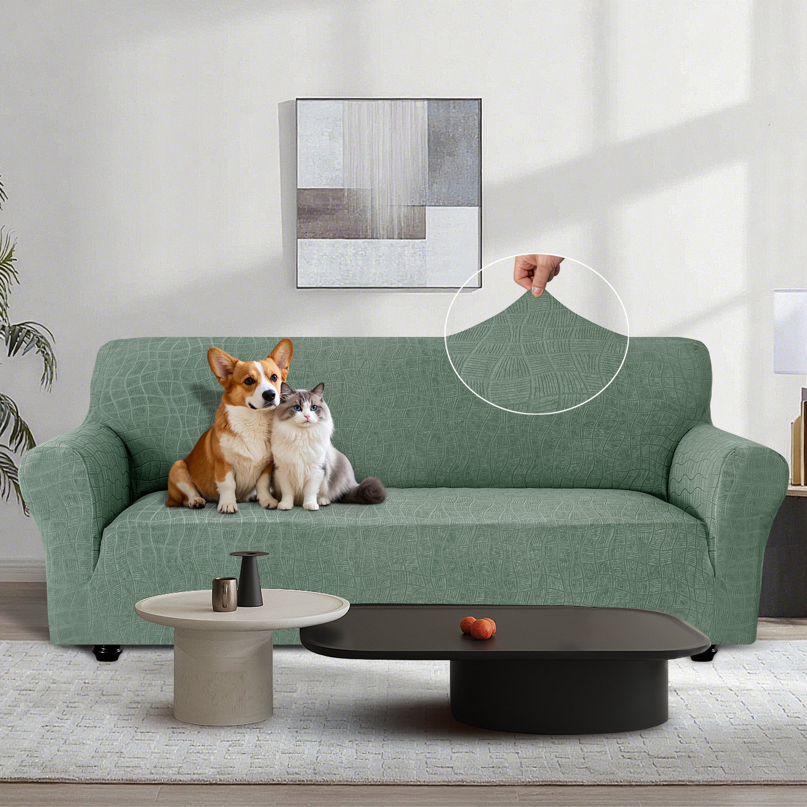 Ystyle Waterproof 1-Seater Sofa Cover with Armrests, Universal Elastic Sofa Protector, Washable Cat Scratch-Resistant Sofa Cover, Stain & Slip-Resistant Sofa Slipcover