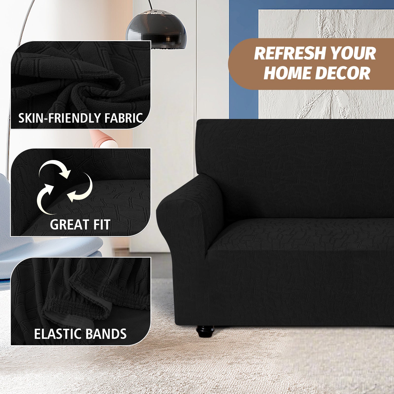 Ystyle 4 Seater Sofa Cover with Armrests, Universal Elastic Sofa Cover, Anti-Scratch for Cat Dogs, Stretch Sofa Cover, Anti-Stain, Non-Slip Sofa Cover