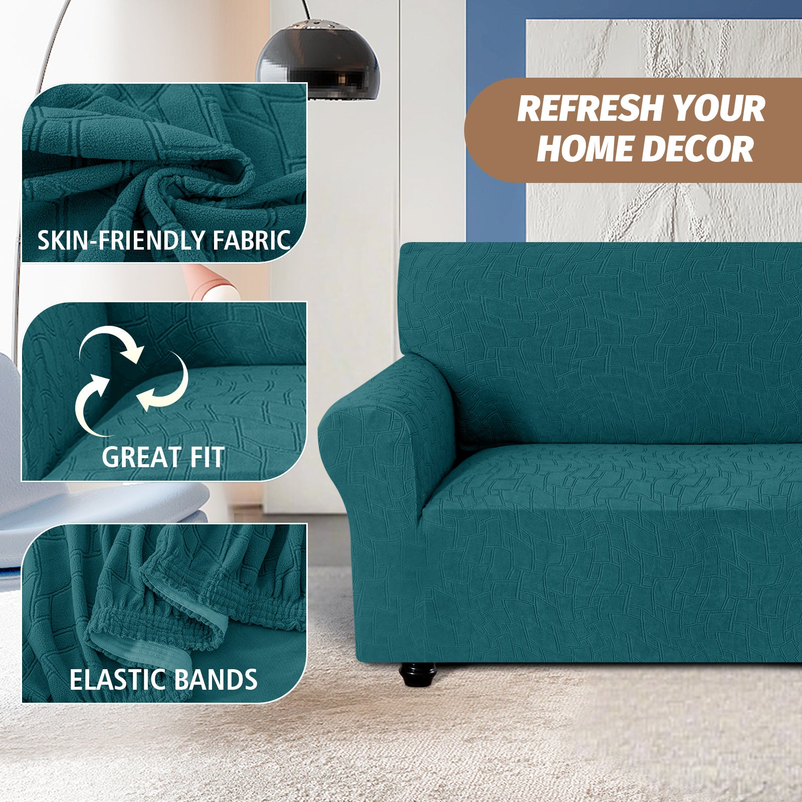 Ystyle 4 Seater Sofa Cover with Armrests, Universal Elastic Sofa Cover, Anti-Scratch for Cat Dogs, Stretch Sofa Cover, Anti-Stain, Non-Slip Sofa Cover