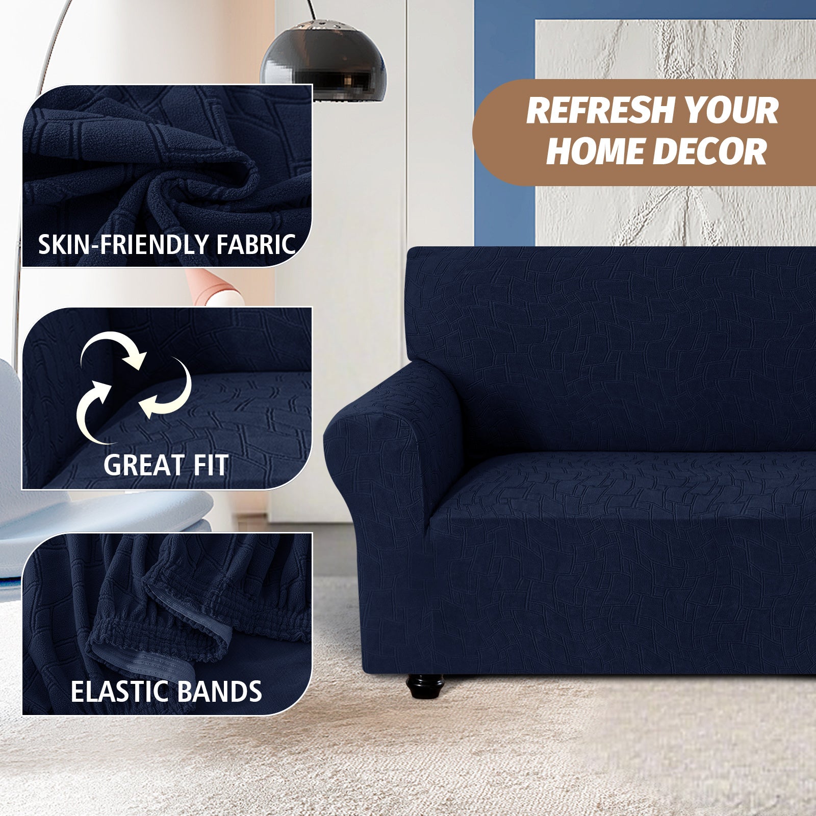 Ystyle 4 Seater Sofa Cover with Armrests, Universal Elastic Sofa Cover, Anti-Scratch for Cat Dogs, Stretch Sofa Cover, Anti-Stain, Non-Slip Sofa Cover