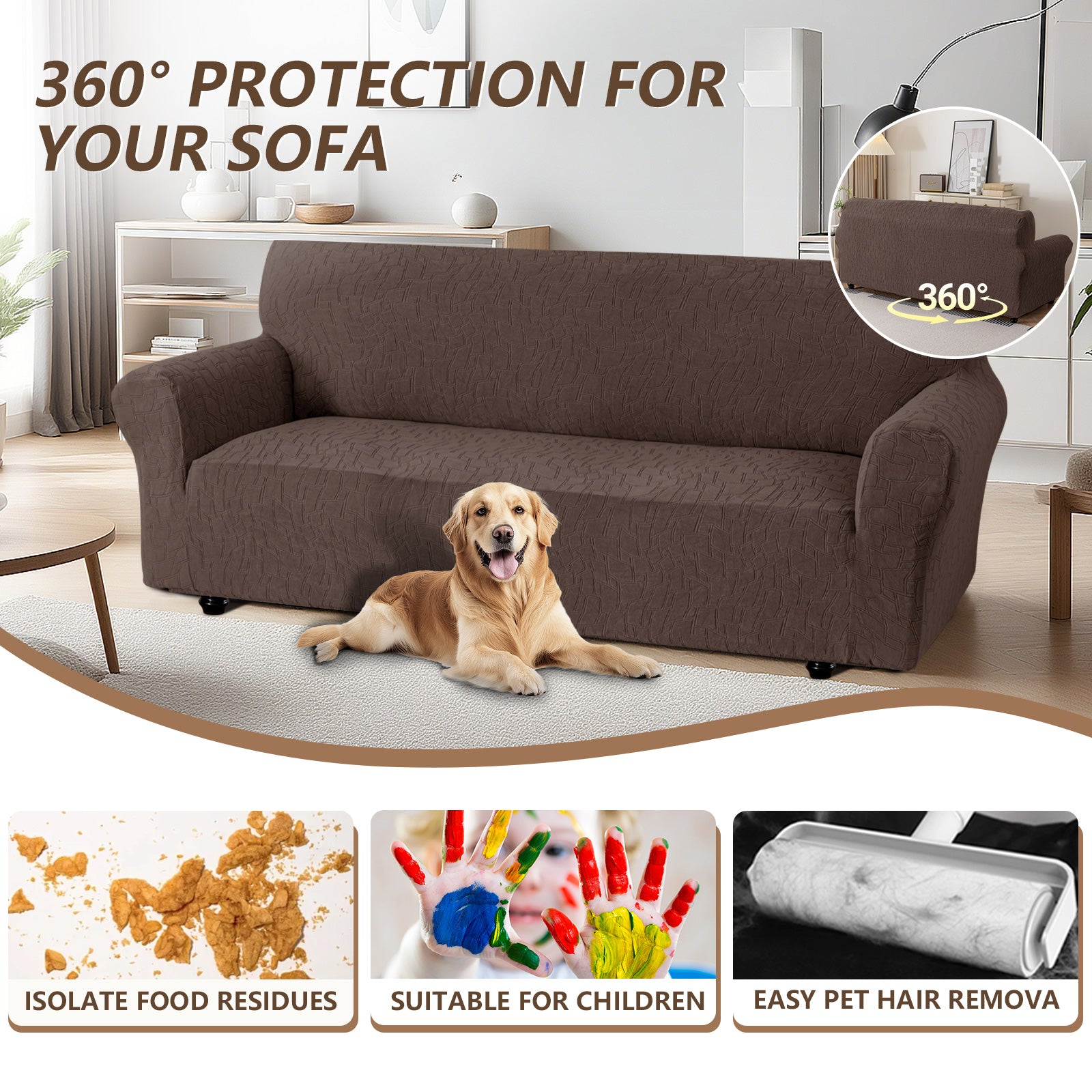 Ystyle 4 Seater Sofa Cover with Armrests, Universal Elastic Sofa Cover, Anti-Scratch for Cat Dogs, Stretch Sofa Cover, Anti-Stain, Non-Slip Sofa Cover
