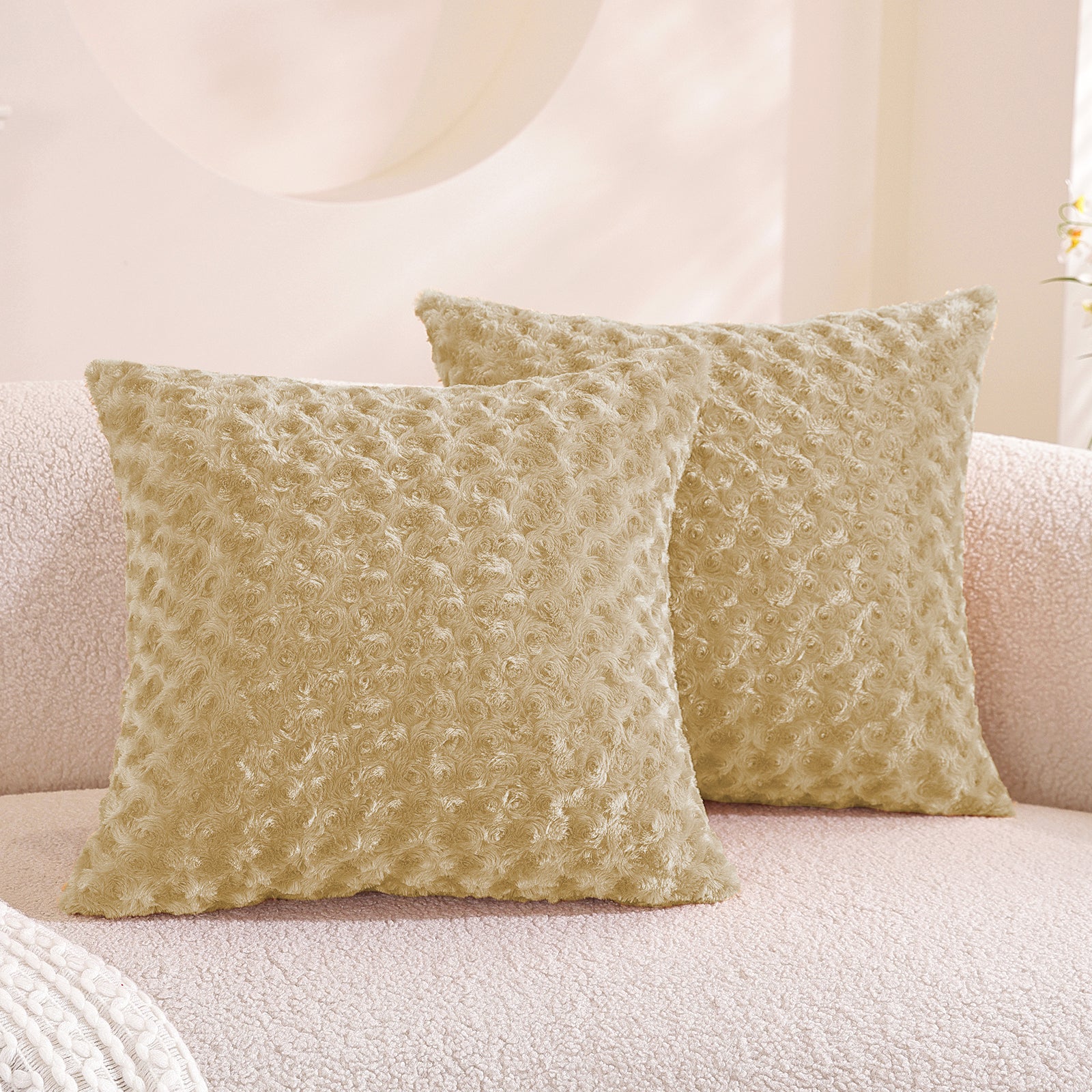 Ystyle Sofa Cushion Covers 60 x 60 cm Set of 2, Soft Plush Sofa Cushion Covers, Modern Elegant Decorative Sofa Cushion Covers, Durable for Living Room Bedroom