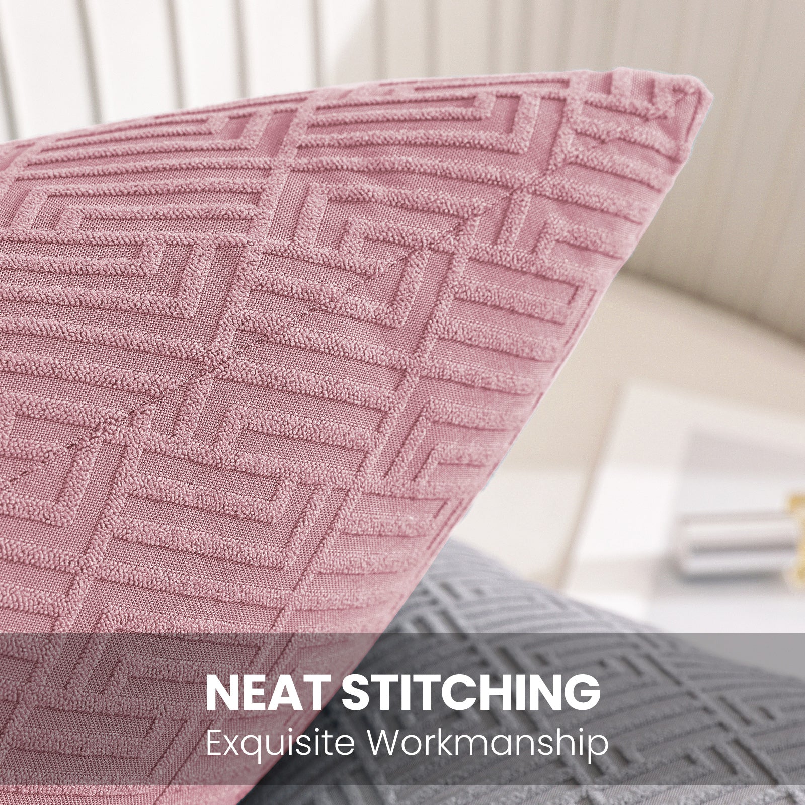 Ystyle Pack of 2 Cushion Covers for Sofa, 50 x 50 cm, Minimalist Colourful Pillowcases, Invisible Zipper, Decorative Pillowcases, Sofa Living Room, Bedroom