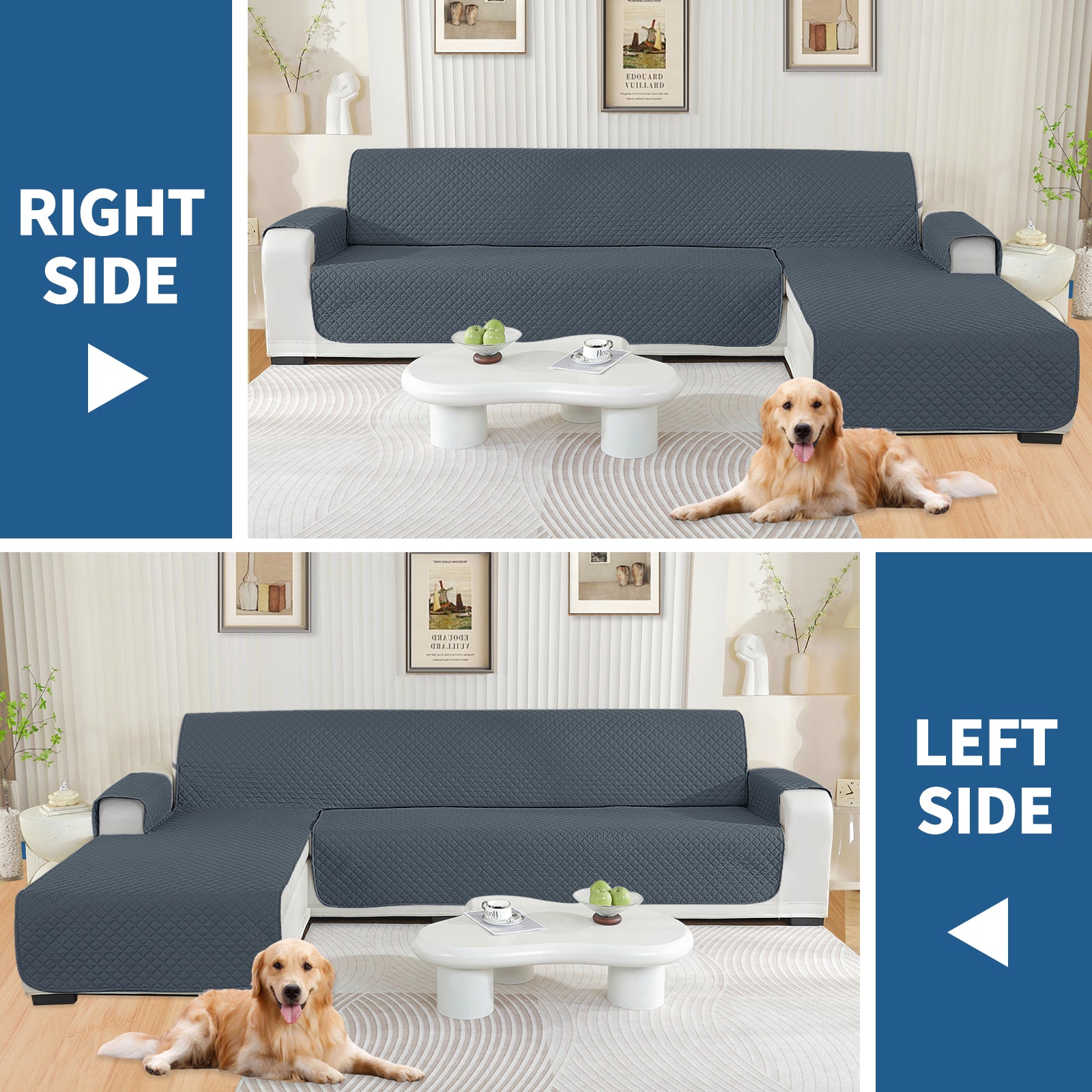 Copertura per divano a forma di L impermeabile YSTYLE per 3 posti, reversibile