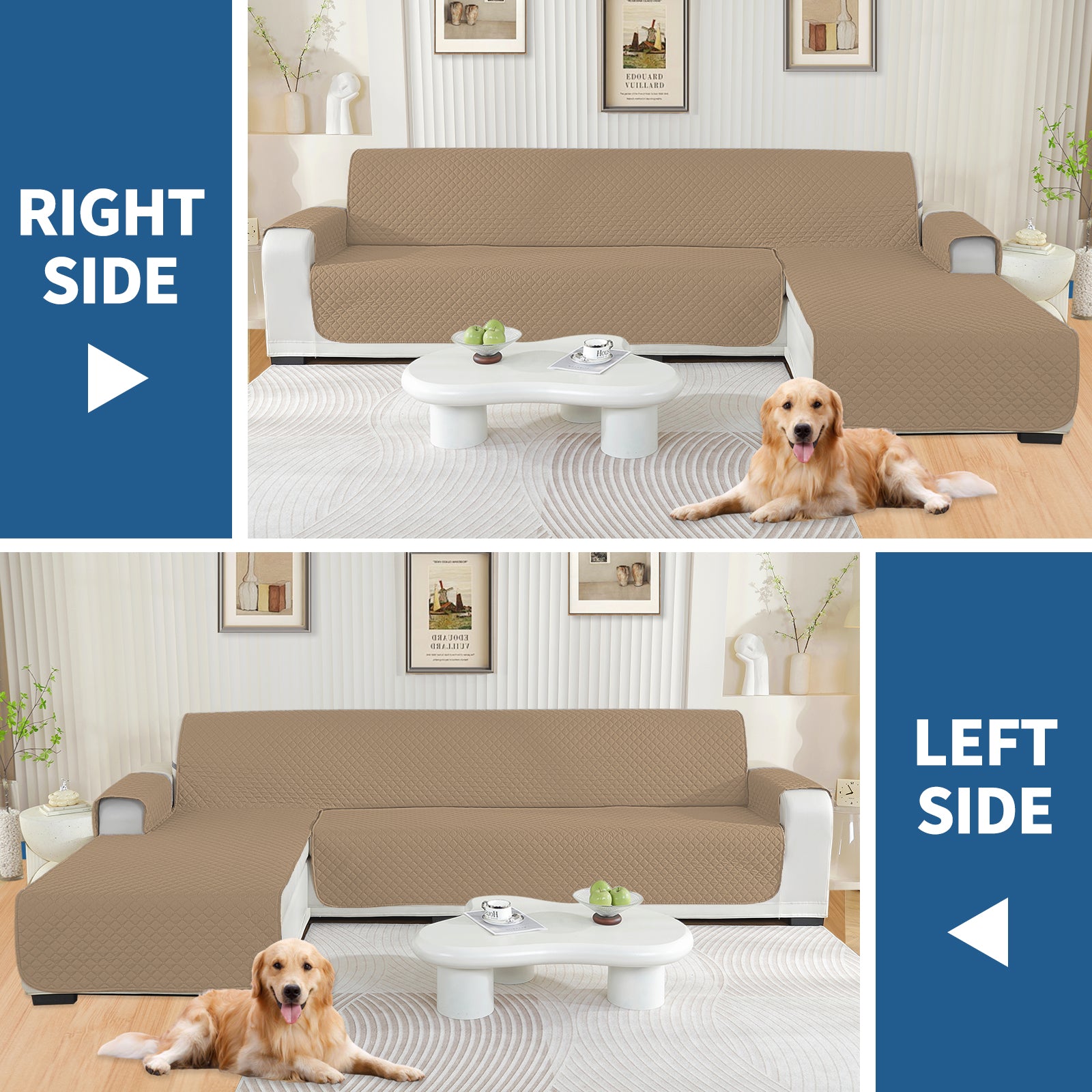 Copertura per divano a forma di L impermeabile YSTYLE per 3 posti, reversibile