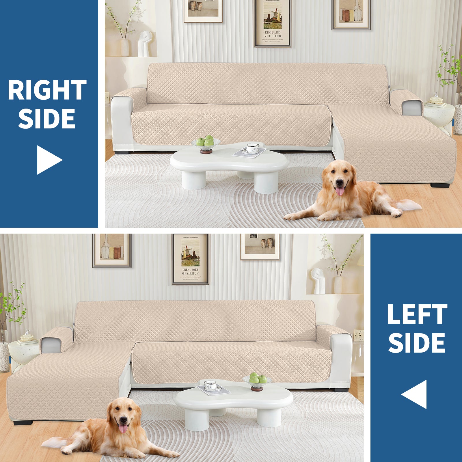 Copertura per divano a forma di L impermeabile YSTYLE per 3 posti, reversibile