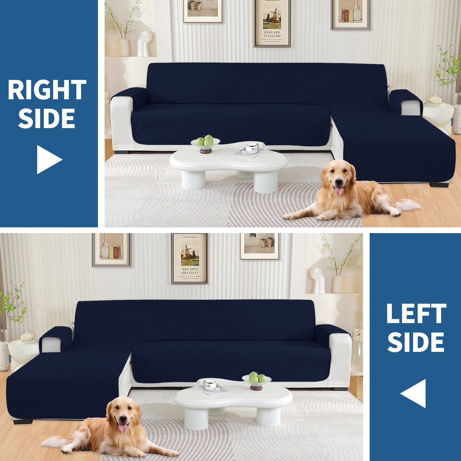 Copertura per divano a forma di L impermeabile YSTYLE per 3 posti, reversibile