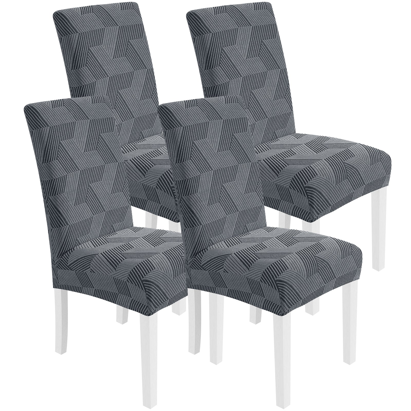 Ystyle 4-Piece Chair Covers with Backrest, Universal Kitchen Chair Covers, Removable Elastic Dining Chair Slipcovers, Stain-Resistant Chair Protectors, Washable, for Kitchen and Living Room