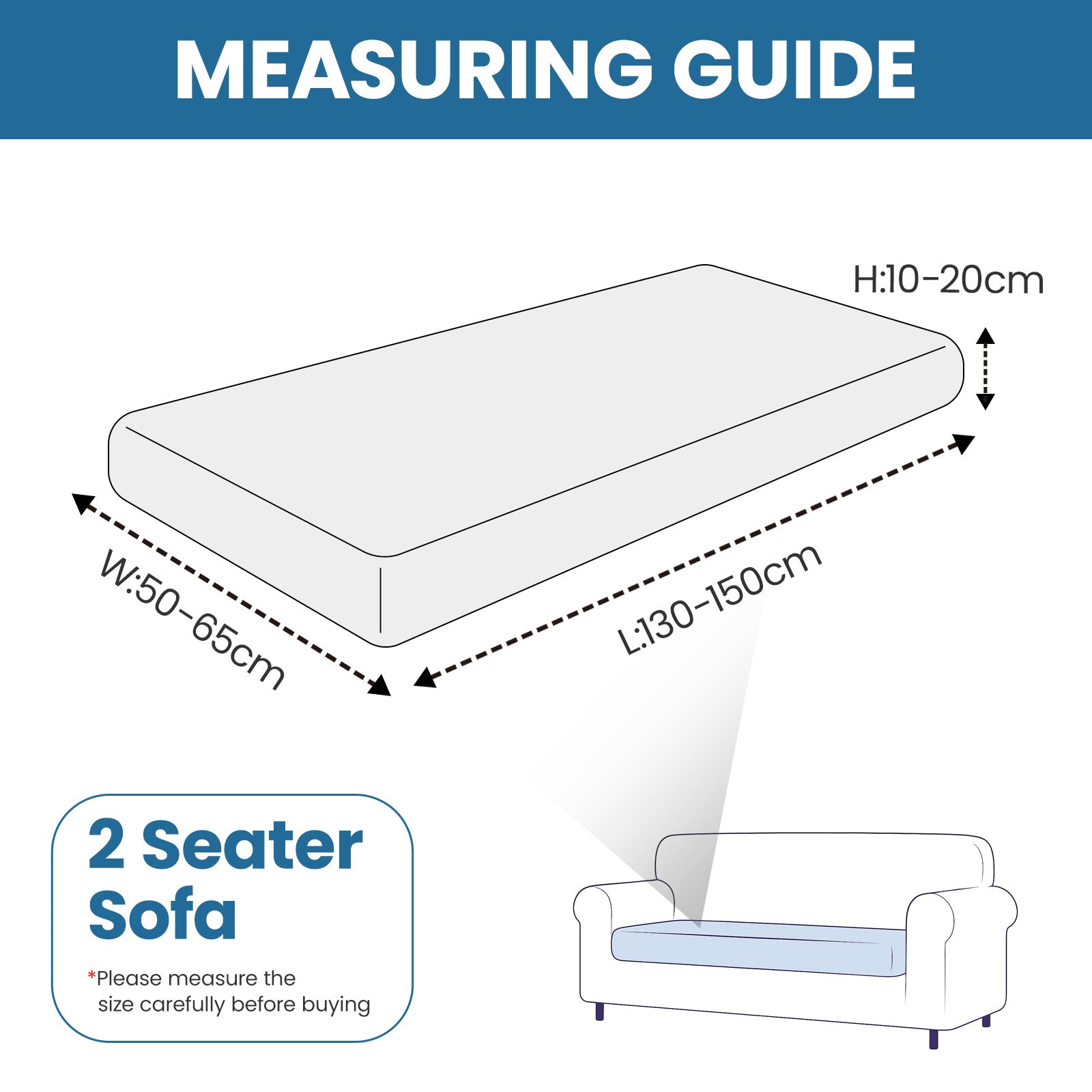 Ystyle 2 Seater Elastic Sofa Cushion Covers, Separate Sofa Seat Cushion Slipcovers, Universal Stretch Sofa Seat Protectors