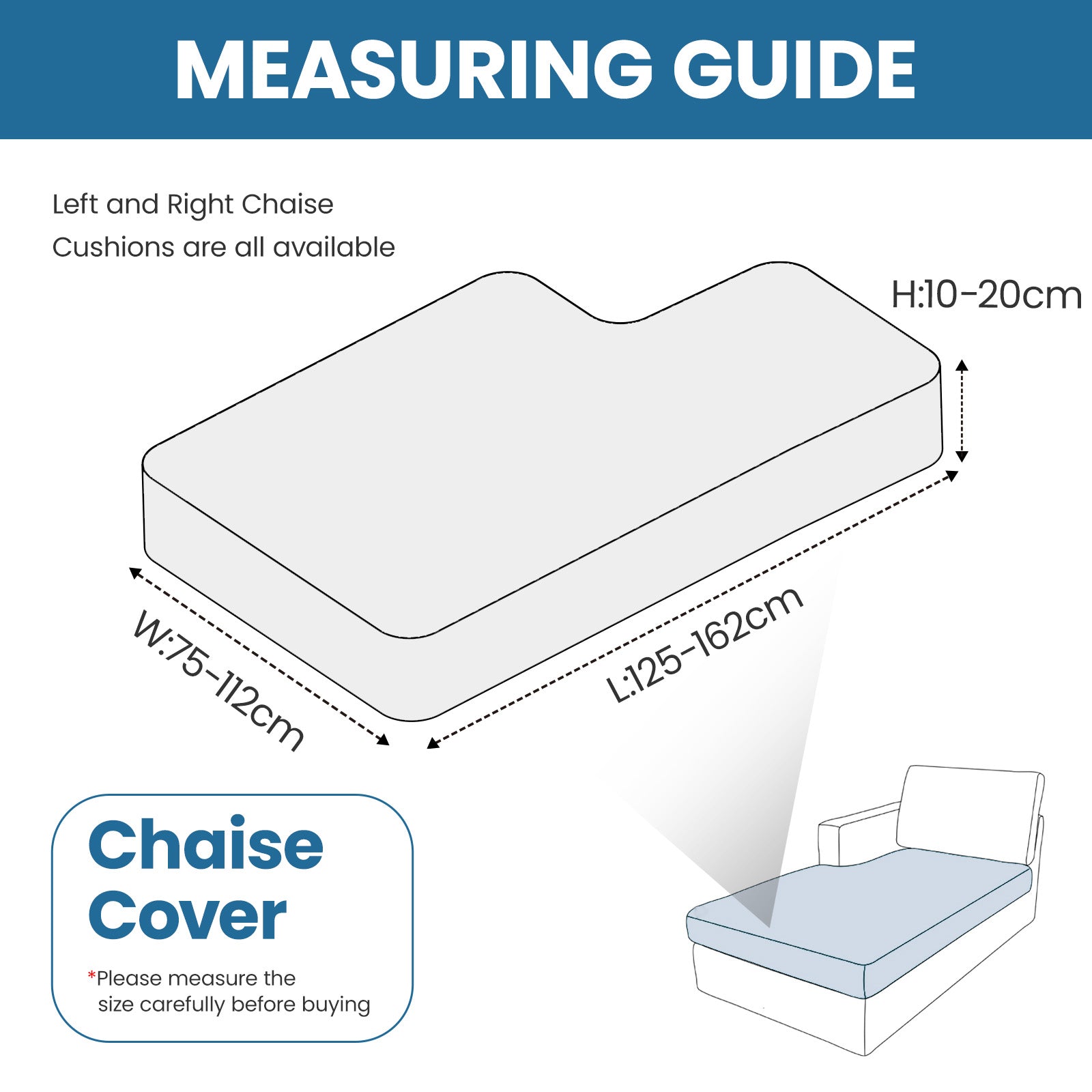 Ystyle Chaise Longue Elastic Sofa Cushion Covers, Separate Sofa Seat Cushion Slipcovers, Universal Stretch Sofa Seat Protectors